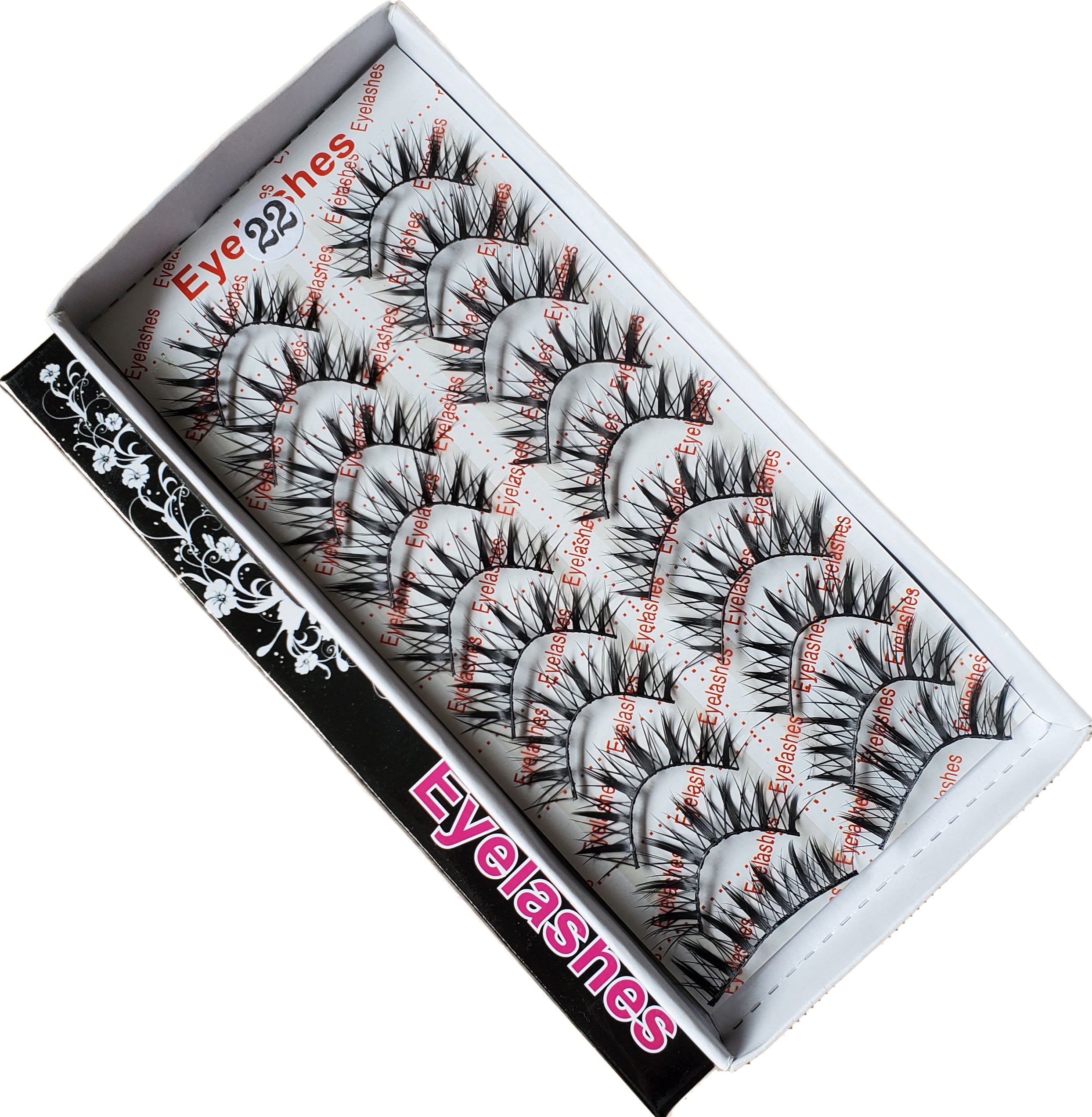 BeautyZone's Premium Artificial False Eyelashes - Pack of 10 Pairs, Style #22