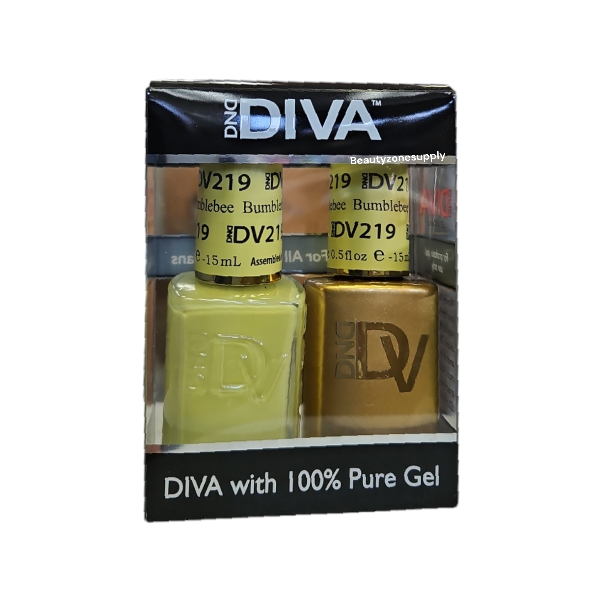 DND Diva Duo Professional Gel Nail Polish and Lacquer Set 219 Bumblebee Shade