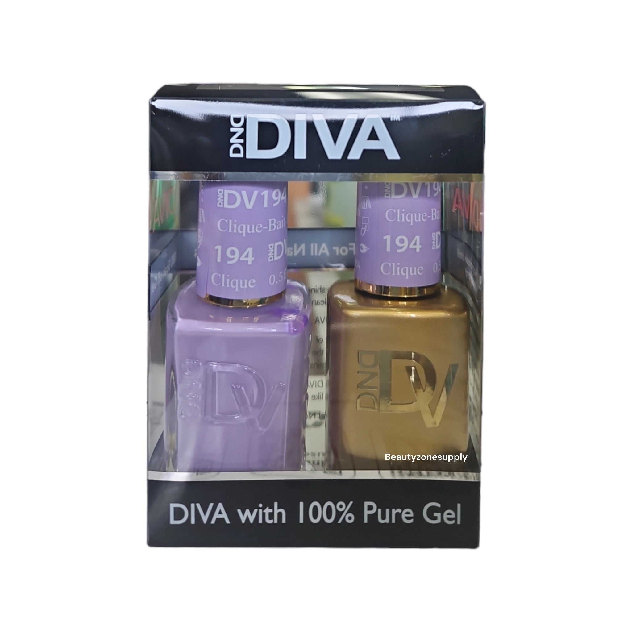 DND Diva Duo Professional Gel Nail Polish and Lacquer Set 194 Clique-bait