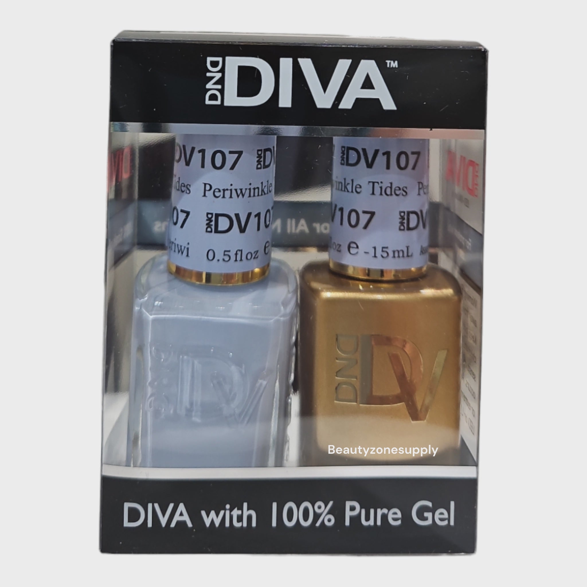 DND Diva Duo Gel Polish and Lacquer Set - Shade 107 Tides Periwinkle