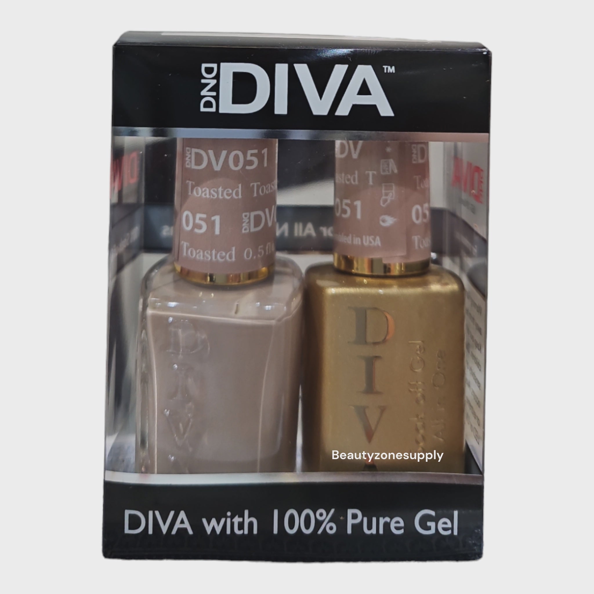 DND Diva Duo Gel Nail Polish and Lacquer Set - Shade 051 Toasted