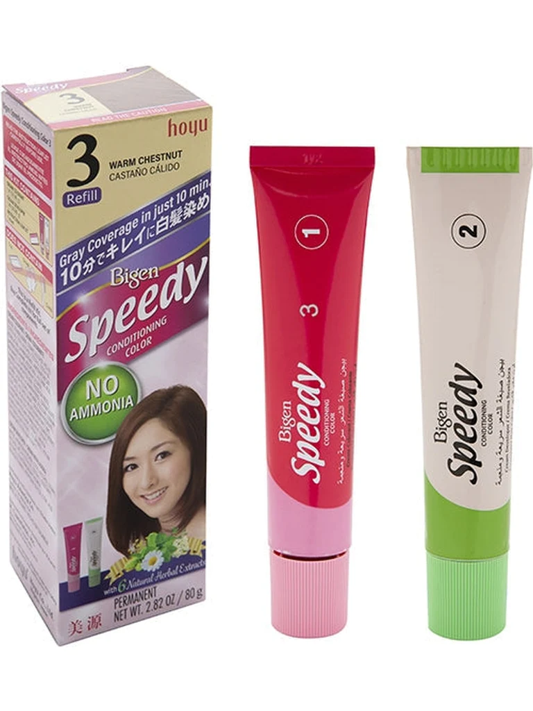 Bigen Speedy Conditioning Hair Color without Ammonia #3 Warm Chestnut for Quick and Conditioned Hair Coloring