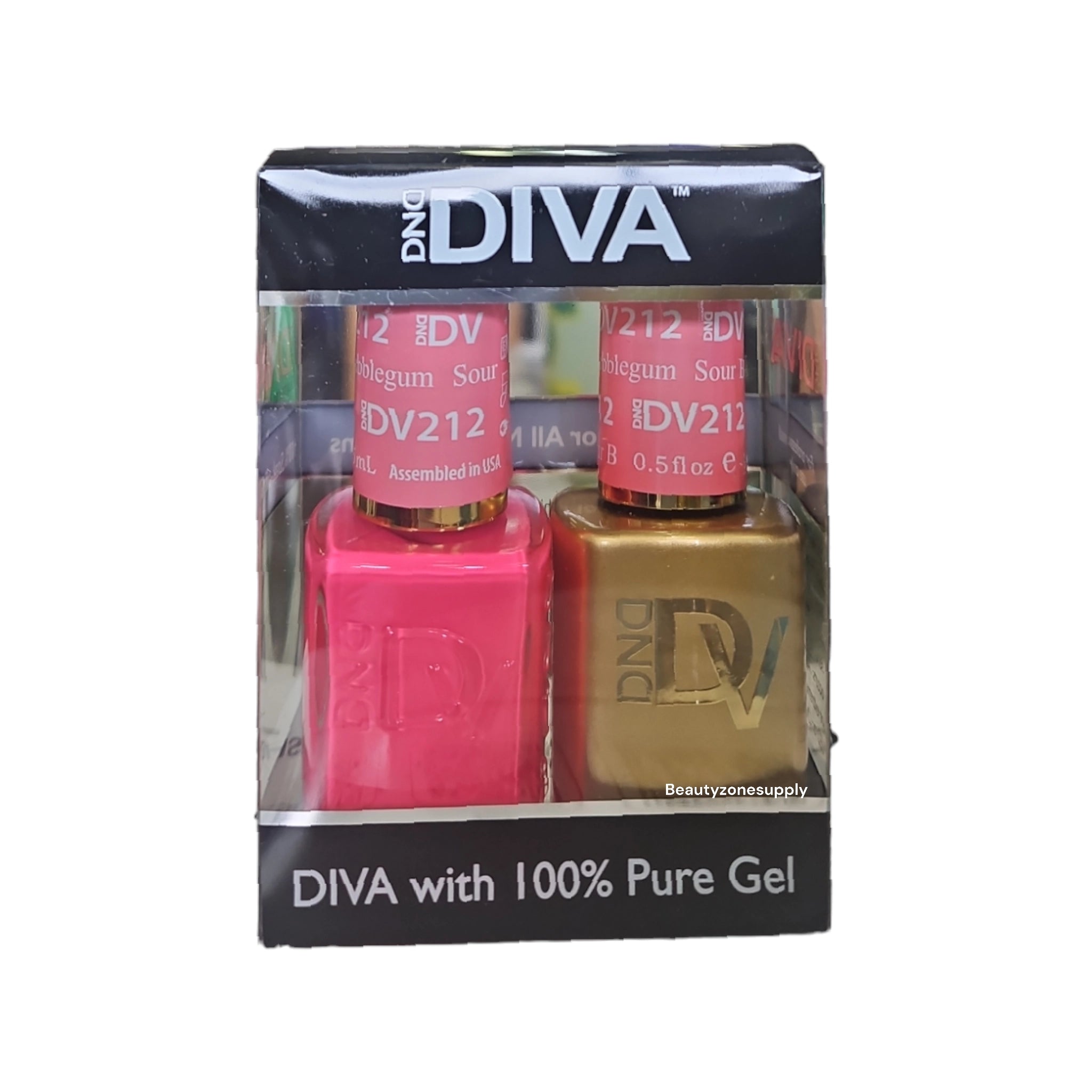 DND Diva Duo Professional Gel Nail Polish and Lacquer Set 212 Sour Bubblegum Shade
