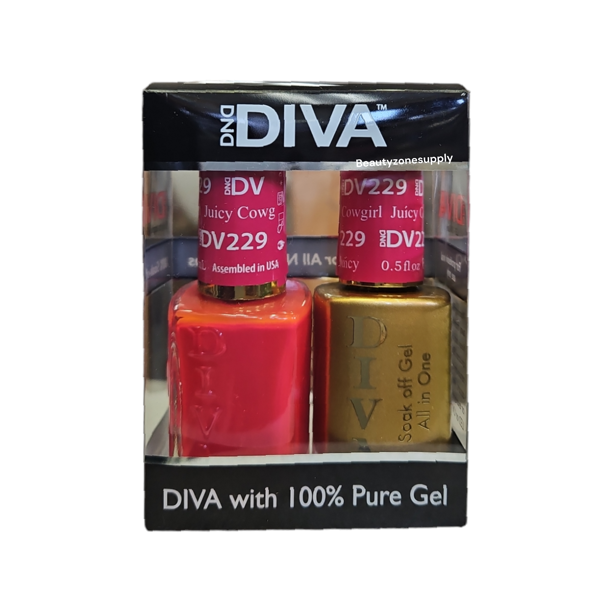 DND Diva Duo Professional Gel Nail Polish and Lacquer Set 229 - The Irresistible Juicy Cowgirl Shade