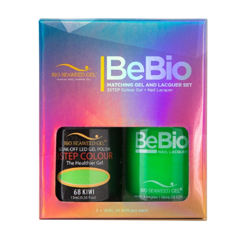 Bio Seaweed Bebio Duo 68 Kiwi - Premium 3STEP Colour Gel Polish and Matching Lacquer Set