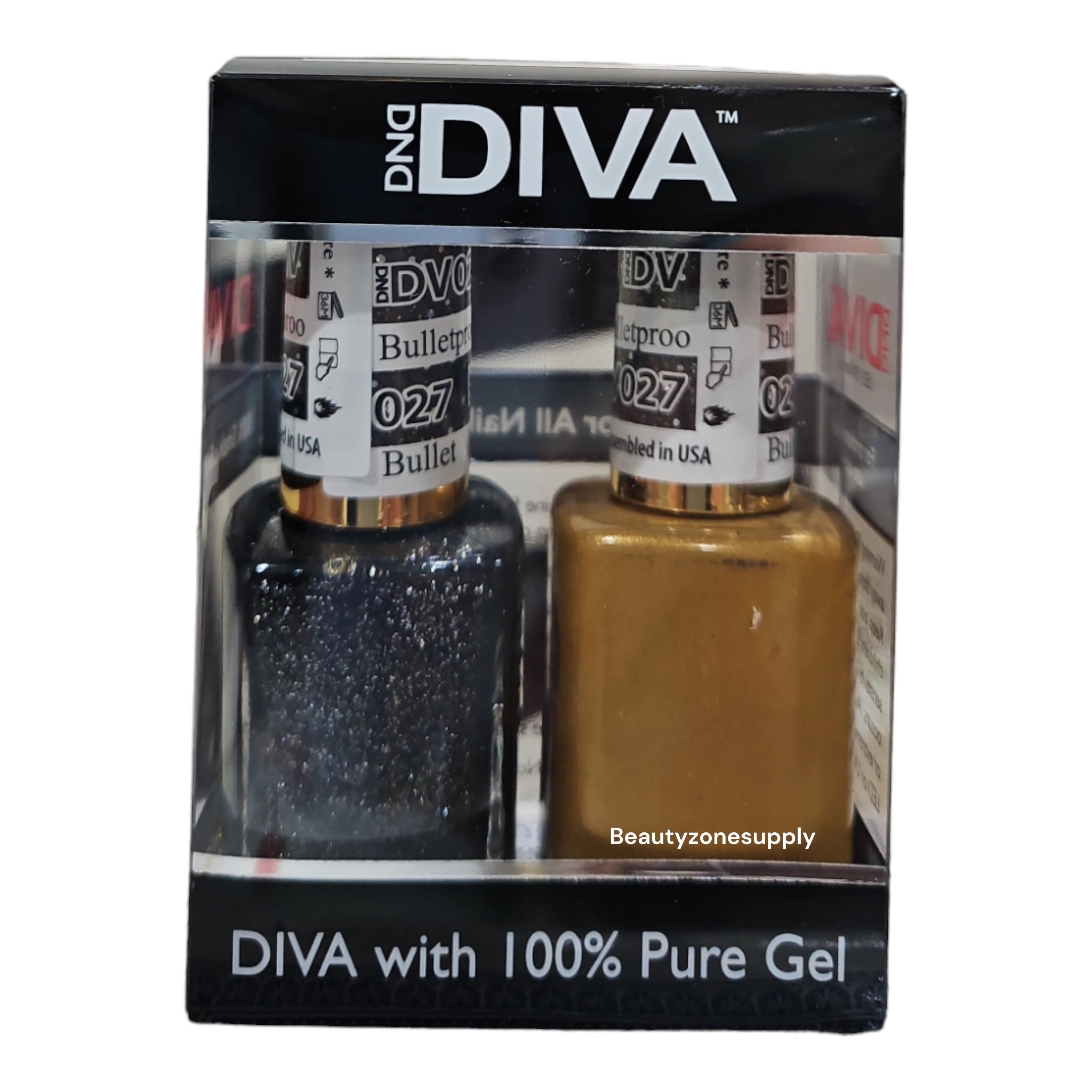DND Diva Duo Professional Gel Nail Polish and Lacquer Set 027 Bulletproof