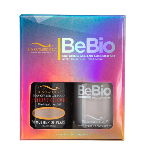 Bio Seaweed Bebio Duo 78 Mother of Pearl 3STEP Colour Gel Polish and Matching Lacquer Set