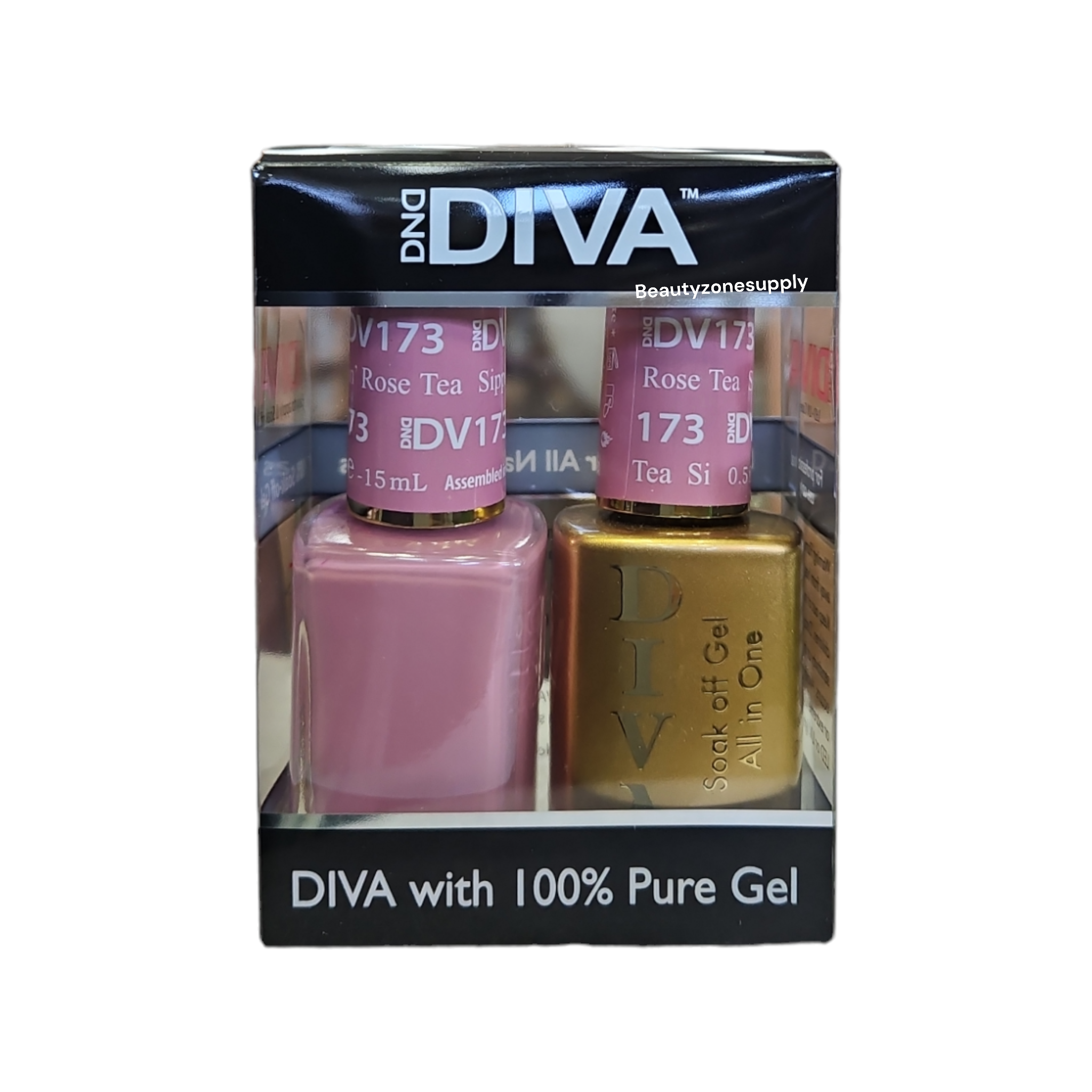 DND Diva Duo Professional Gel Nail Polish and Lacquer Set 173 - Enjoying Rose Tea Inspired Shade