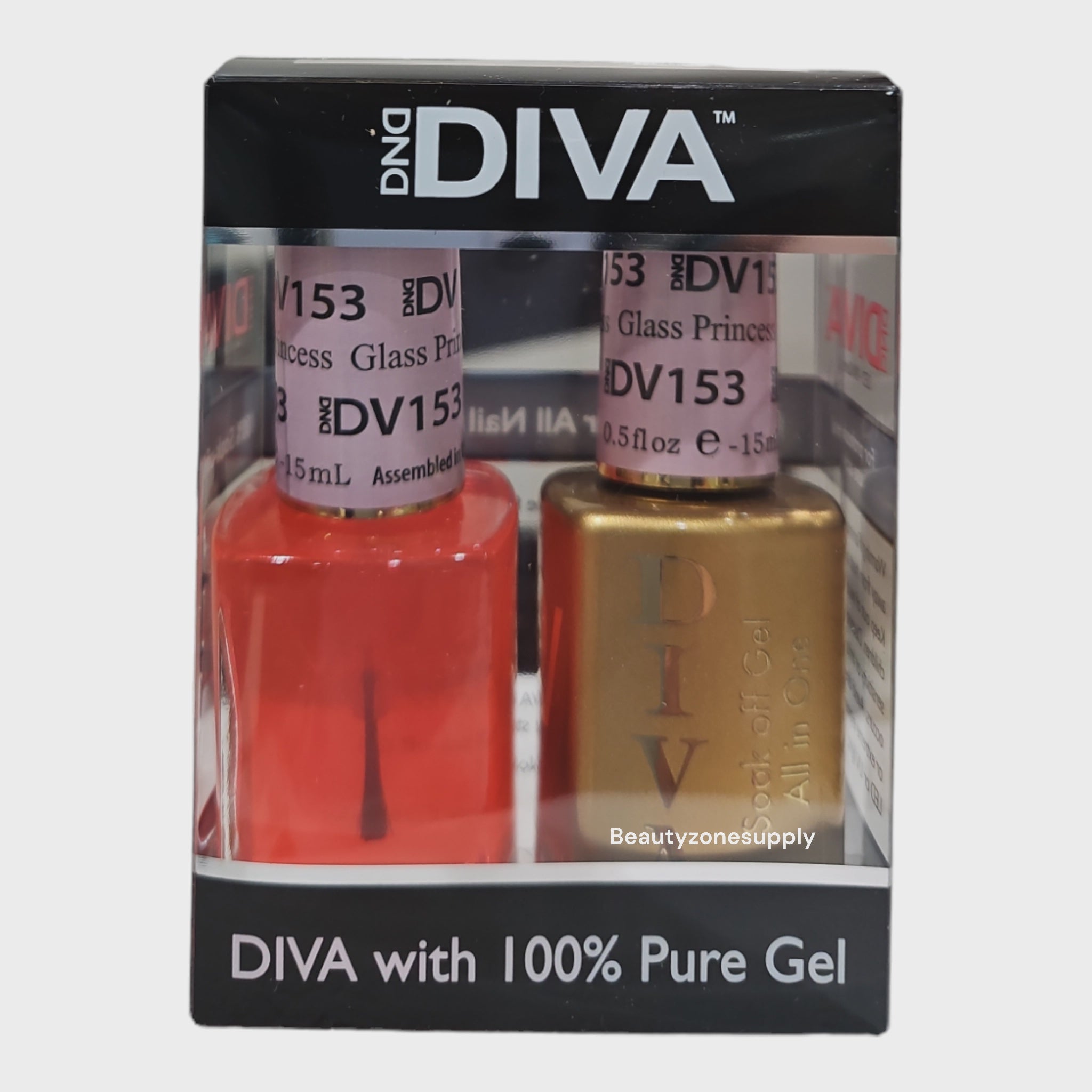 DND Diva Duo Professional Gel Nail Polish and Lacquer Set 153 Glass Princess