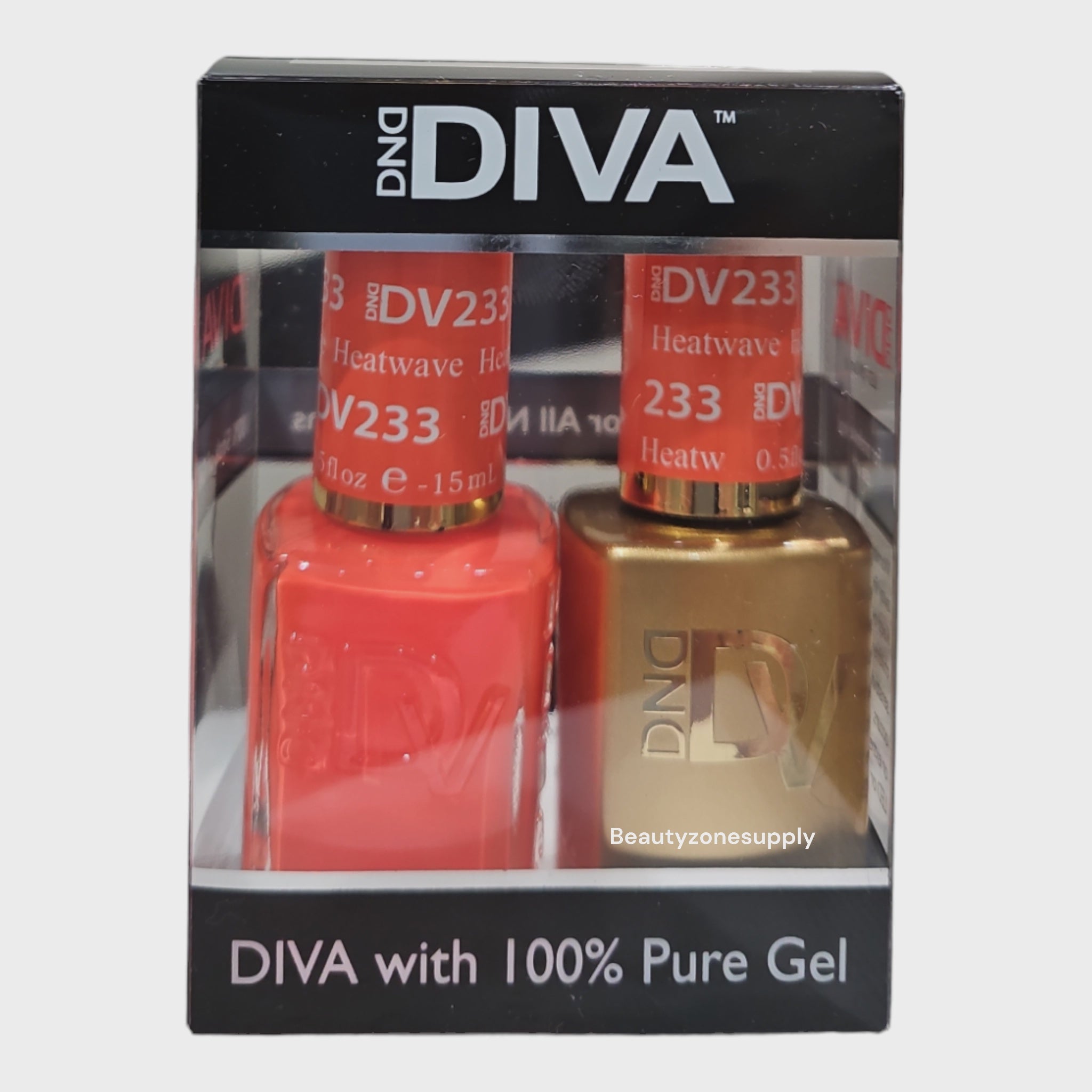 DND Diva Duo Gel Polish and Lacquer Set 233 Heatwave - USA Assembled Nail Color Product