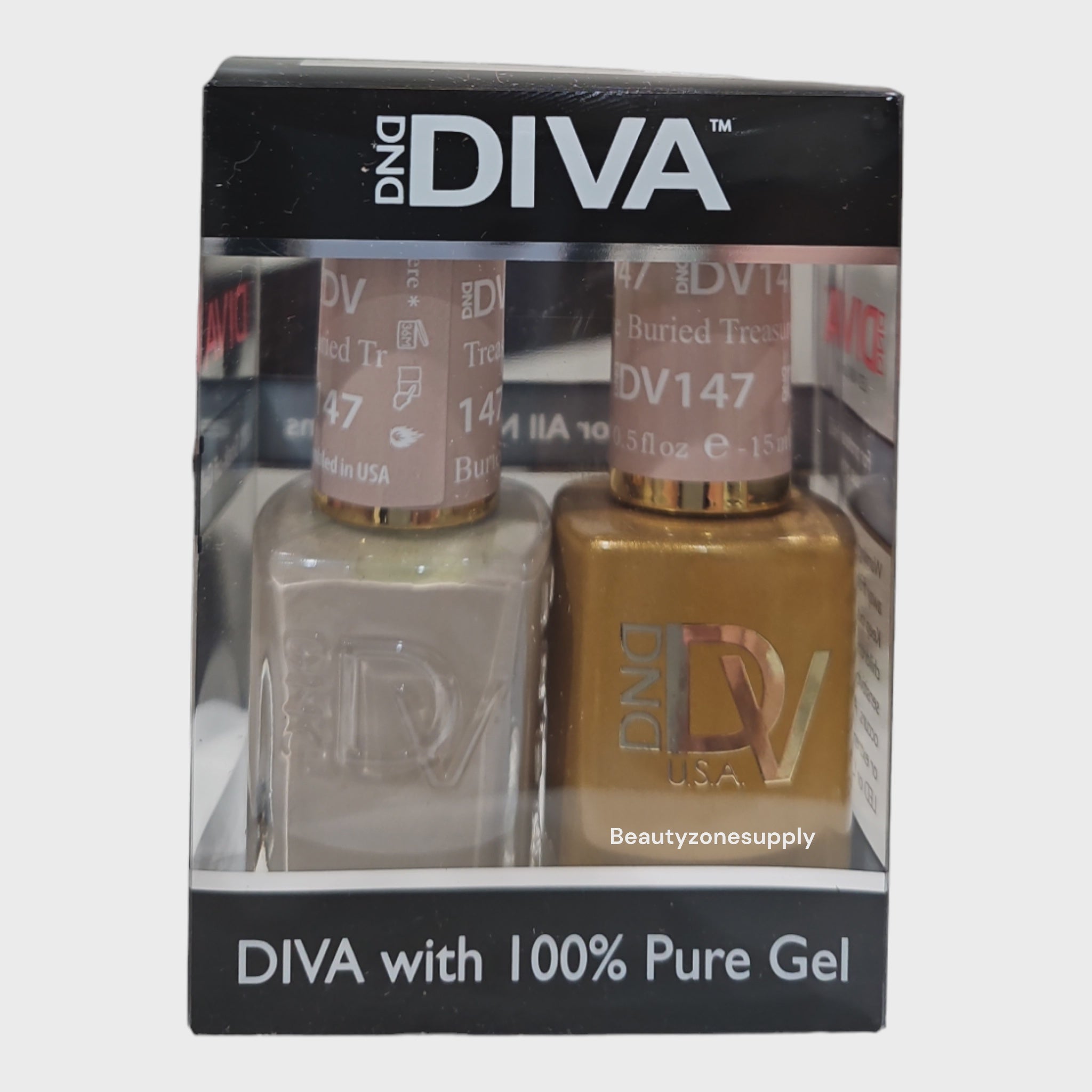 DND Diva Duo Professional Gel Nail Polish and Lacquer Set 147 - Buried Treasure