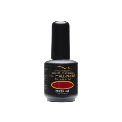 Bio Seaweed Unity All-In-One Gel Nail Polish - Shade 128 RED HOT for Quick Application