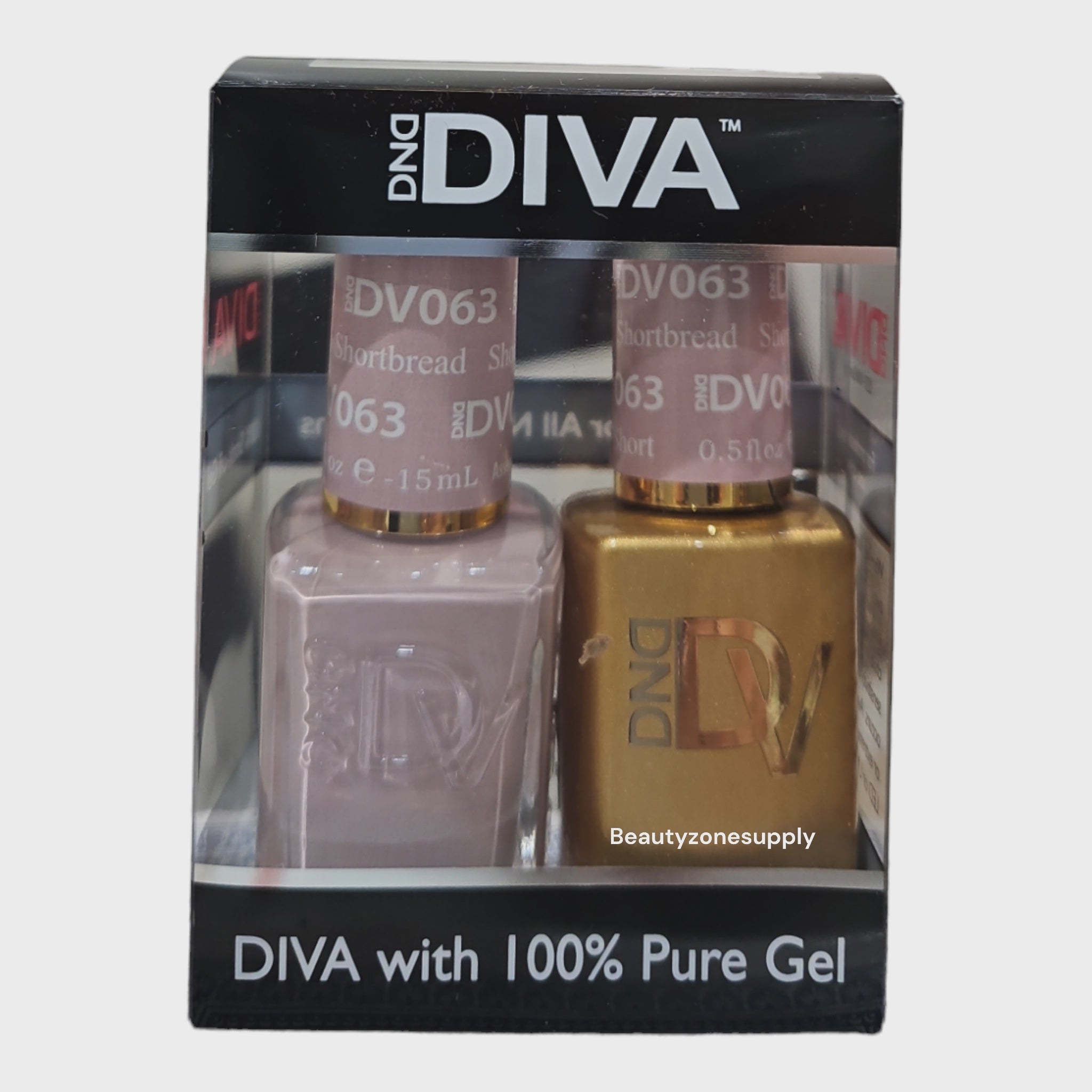 DND Diva Duo Gel Nail Polish and Lacquer Set - Shade 063 Shortbread for Stylish Nails
