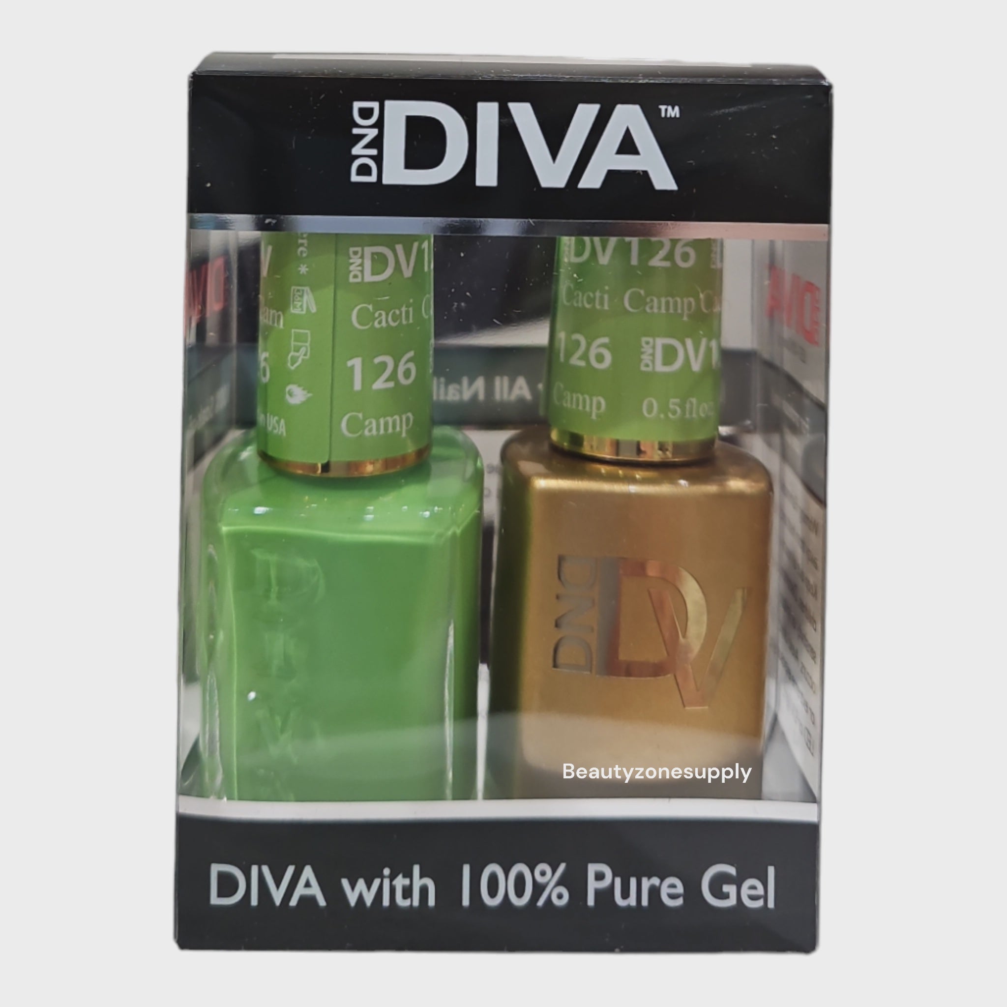 DND Diva Brand Duo Set of Gel Polish and Lacquer in Cap Cacti Color No. 126