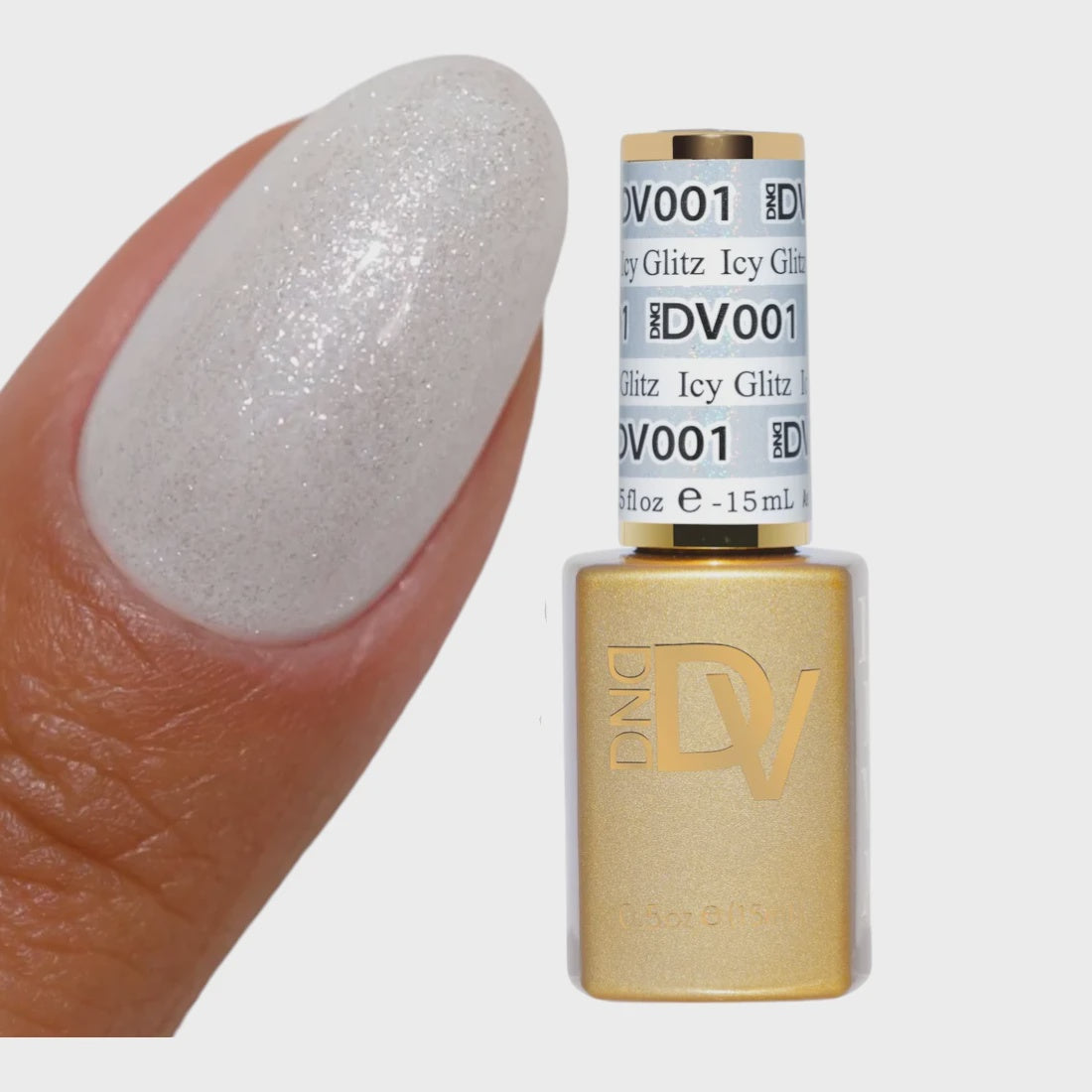 DND Diva Brand Gel Nail Polish, 0.5 Ounce, Shade 001 Icy Glitz