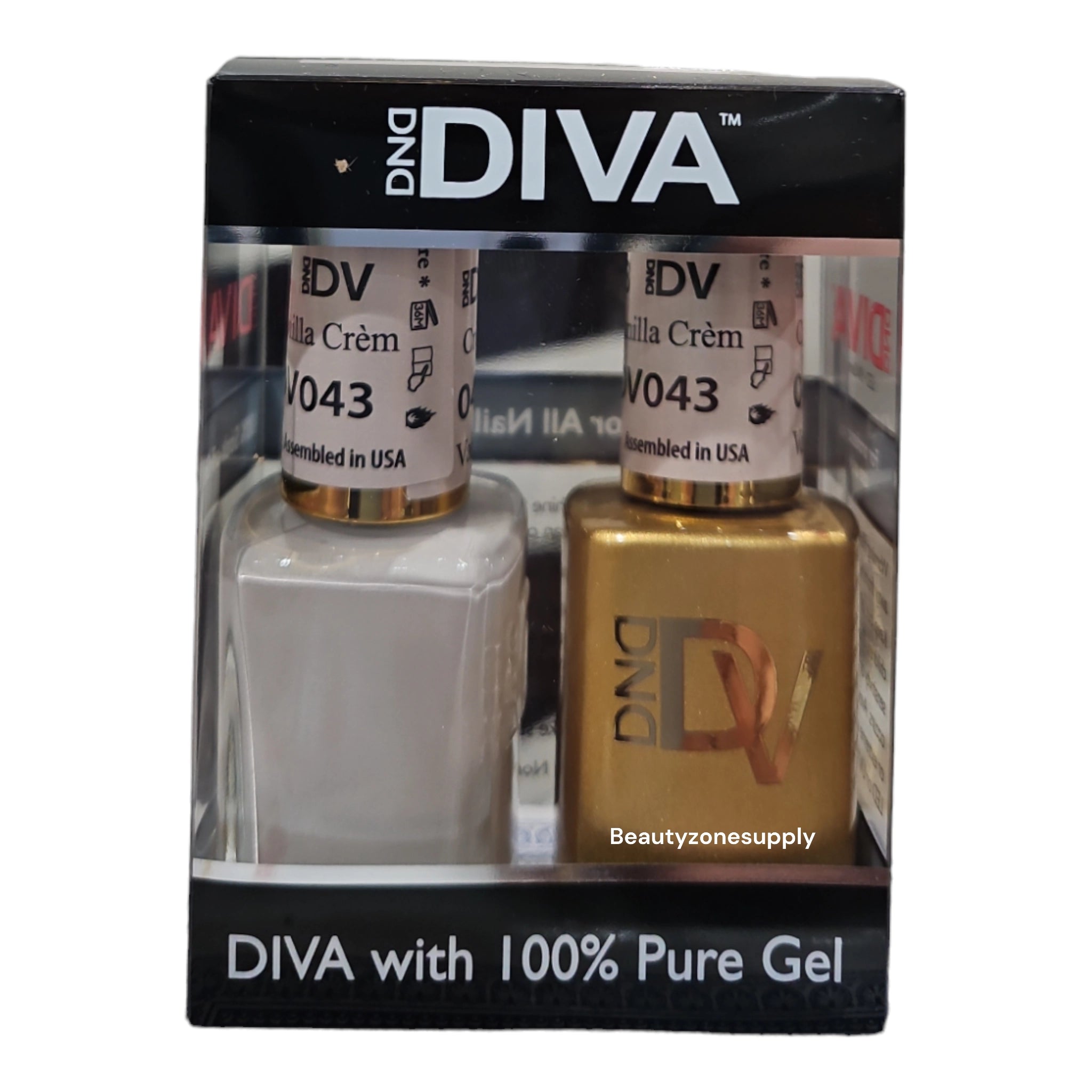DND Diva Duo Professional Gel Nail Polish and Lacquer Set 043 Vanilla Creme Shade