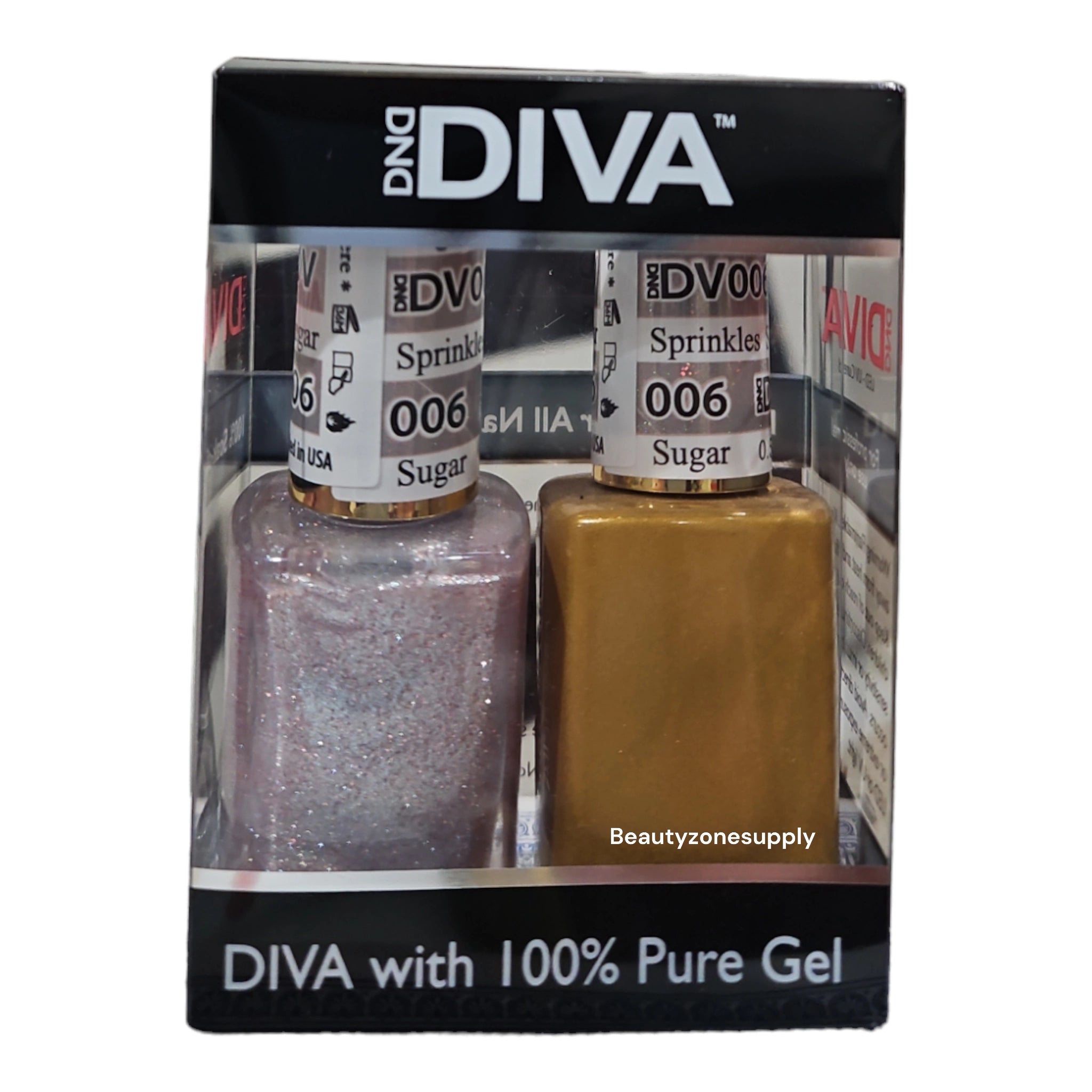 DND Diva Duo Gel Nail Polish and Lacquer Set 006 Sugar & Sprinkles