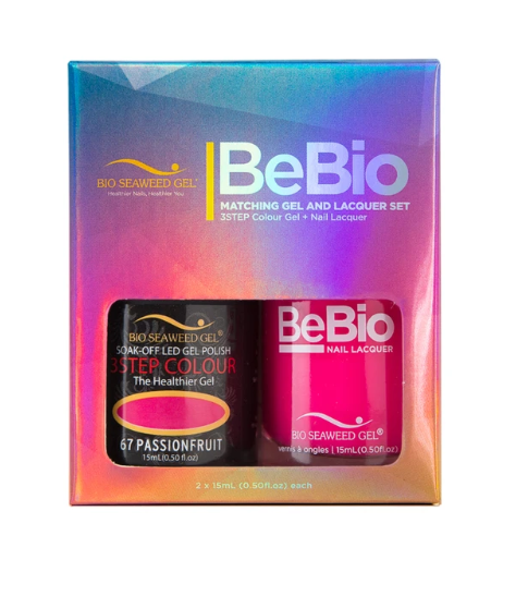 Bio Seaweed Bebio Duo 67 Passionfruit 3STEP Colour Gel Polish and Matching Nail Lacquer Set