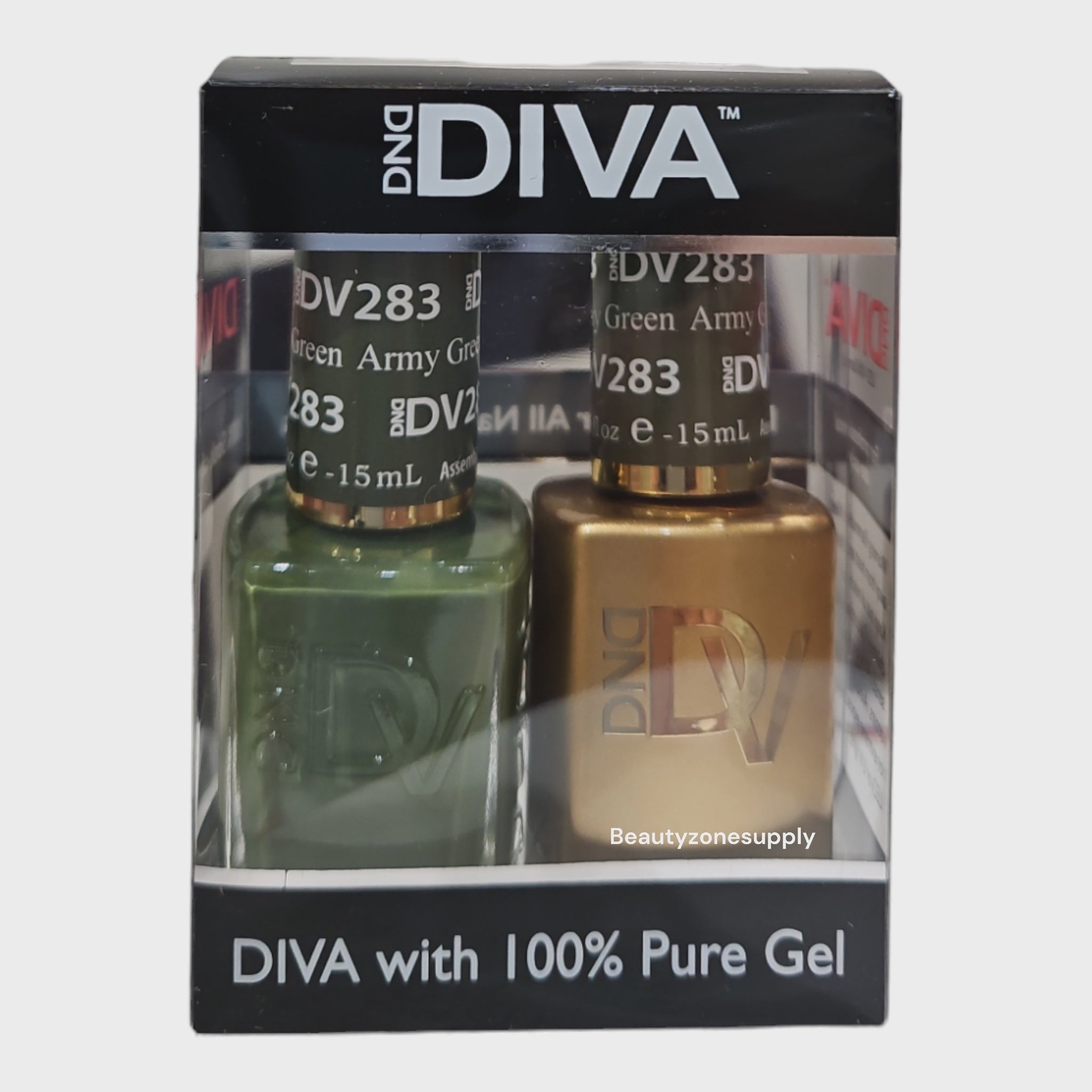 DND Diva Duo Gel Polish and Lacquer Set in Army Green - Shade 283