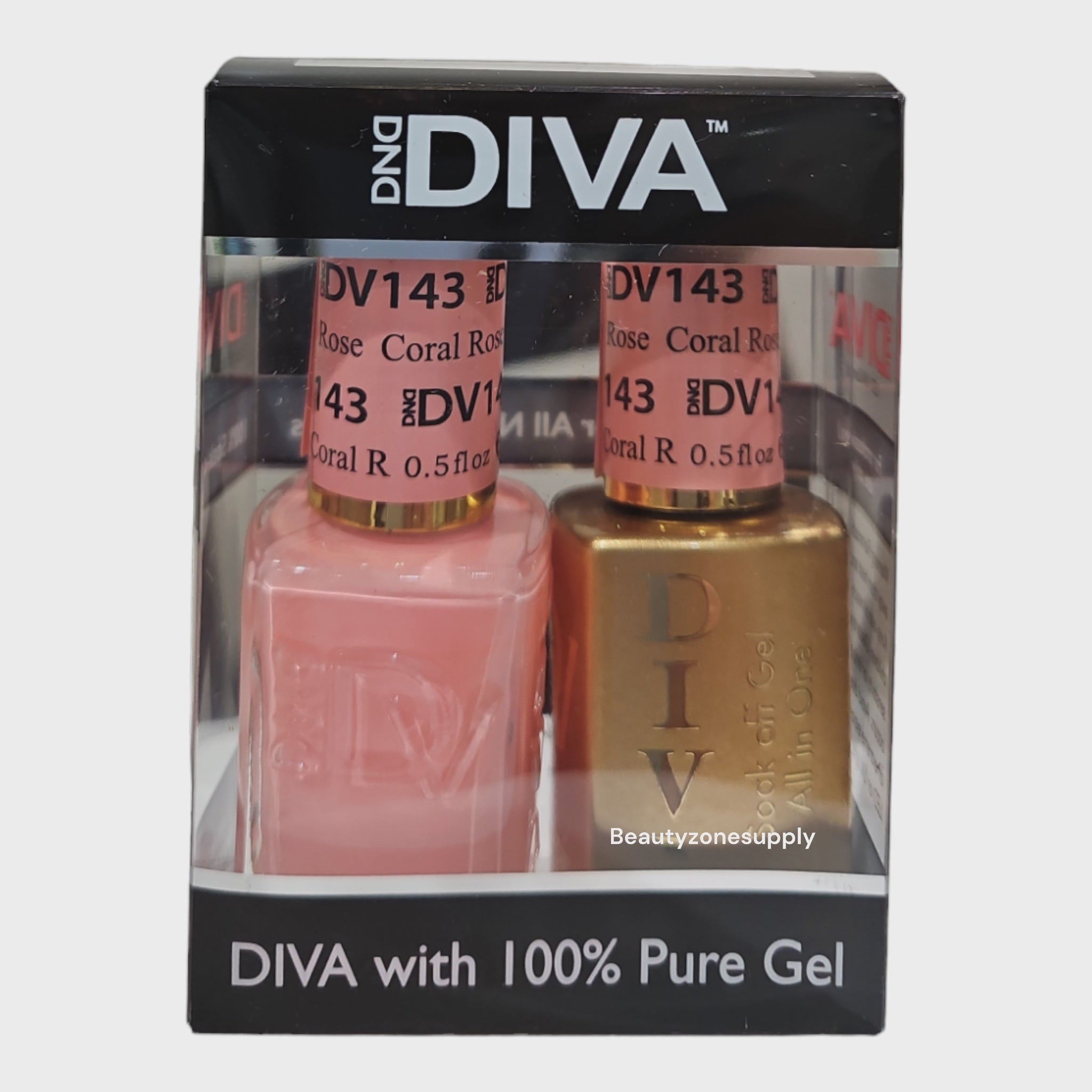 DND Diva Duo Premium Gel & Lacquer 143 in Stunning Coral Rose