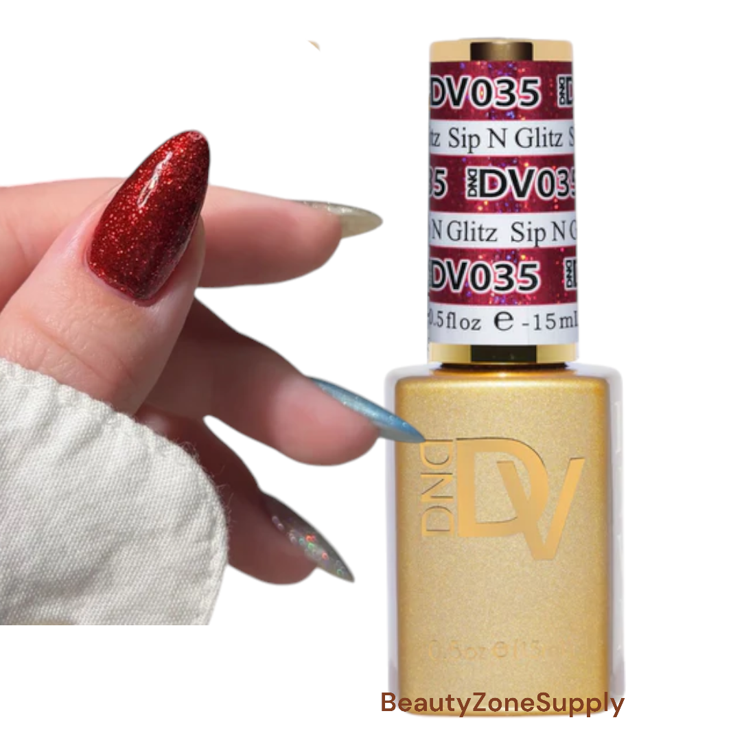 DND Diva 0.5 oz Gel Polish - 035 Sip N Glitz Shimmering Nail Color