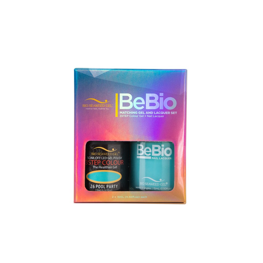 Bio Seaweed Bebio Duo 26 Pool Party 3 - STEP Color Gel Polish and Matching Nail Lacquer Set