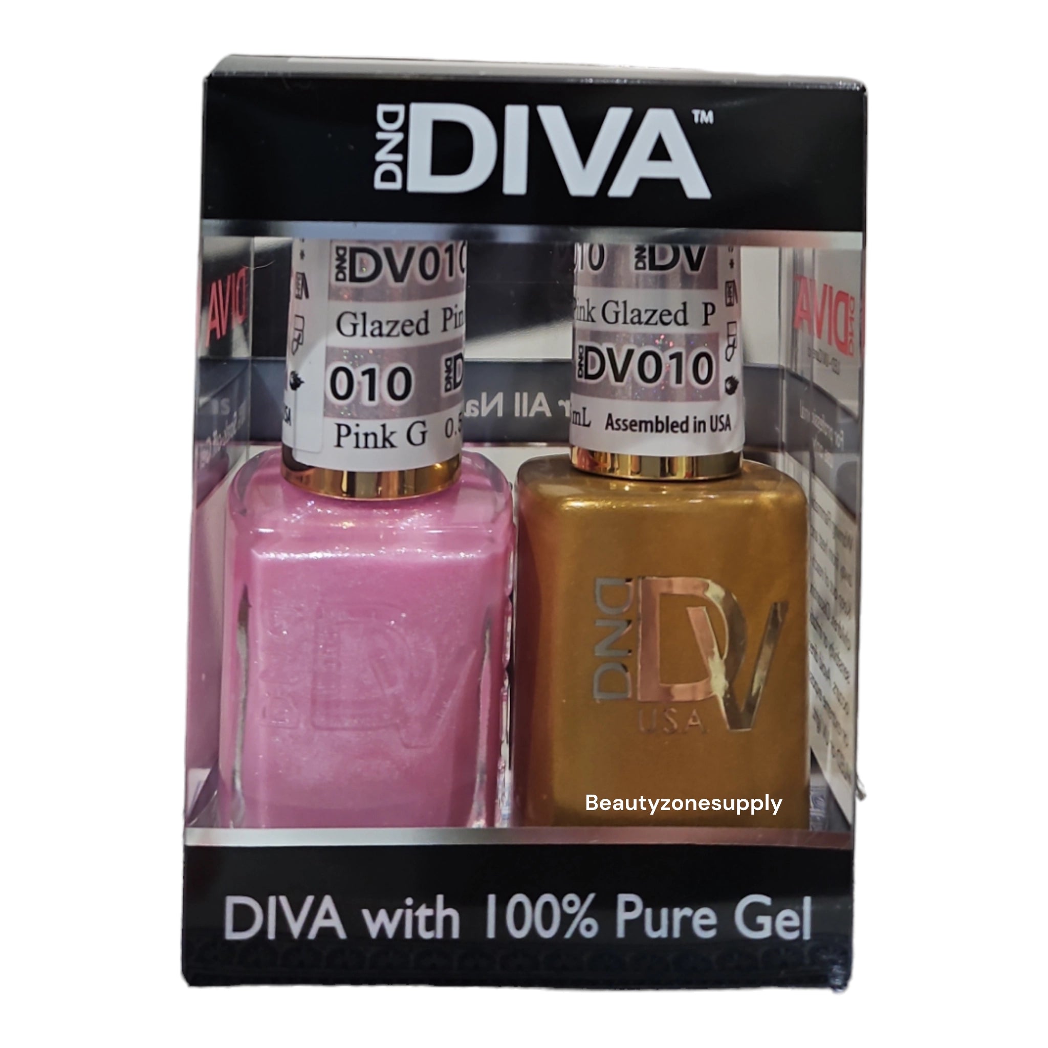 DND Diva Duo Professional Gel Nail Polish and Lacquer Set 010 - Pink Glazed Shade
