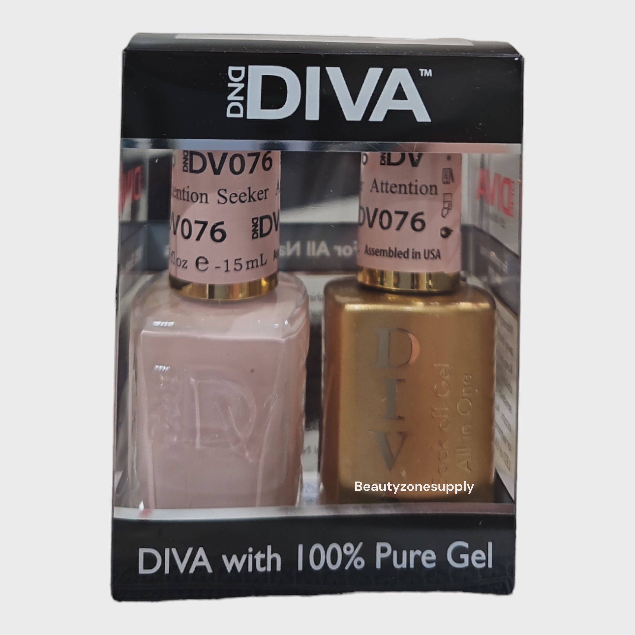 DND Diva Duo Professional Gel Nail Polish and Lacquer Set 076 Attention Seeker
