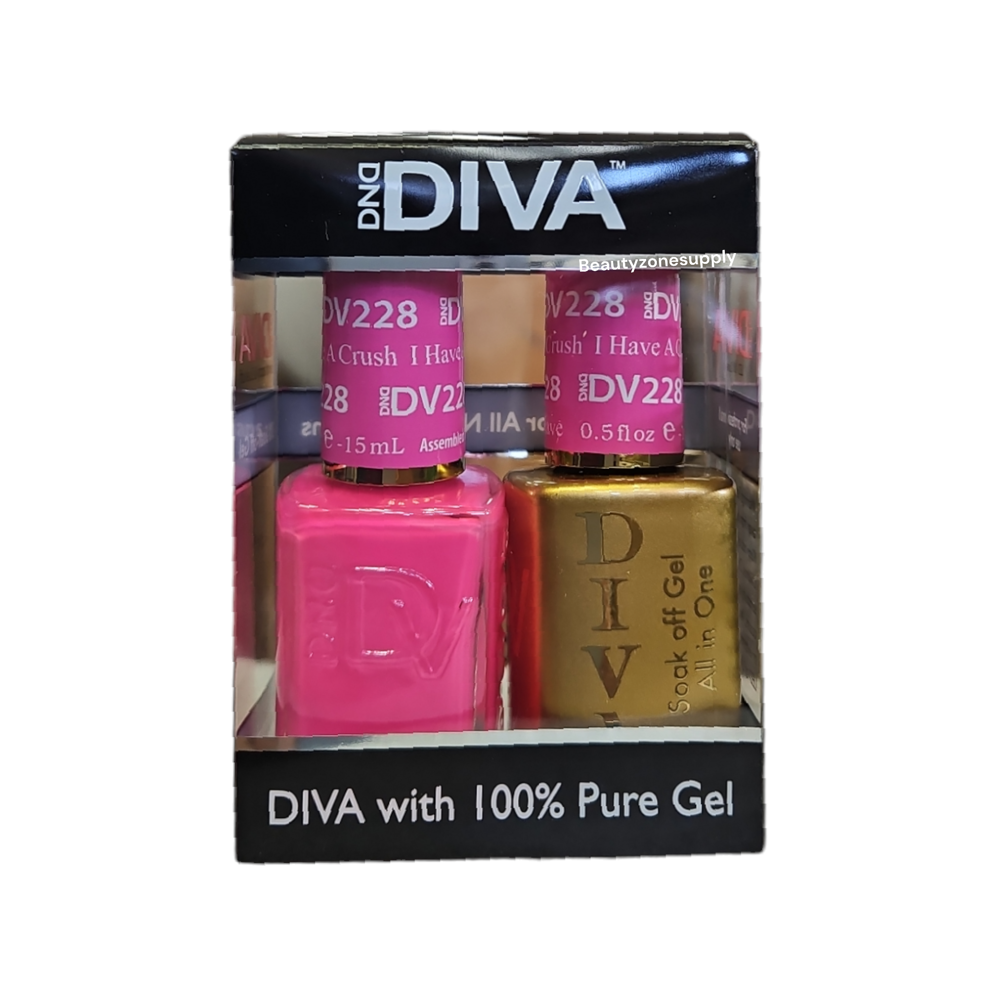 DND Diva Duo Gel Polish and Lacquer Set 228 - 'I Have A Crush' Nail Color