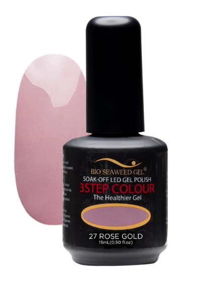 Bio Seaweed Three - Step Rose Gold Gel Nail Polish for Professional Use, 15mL