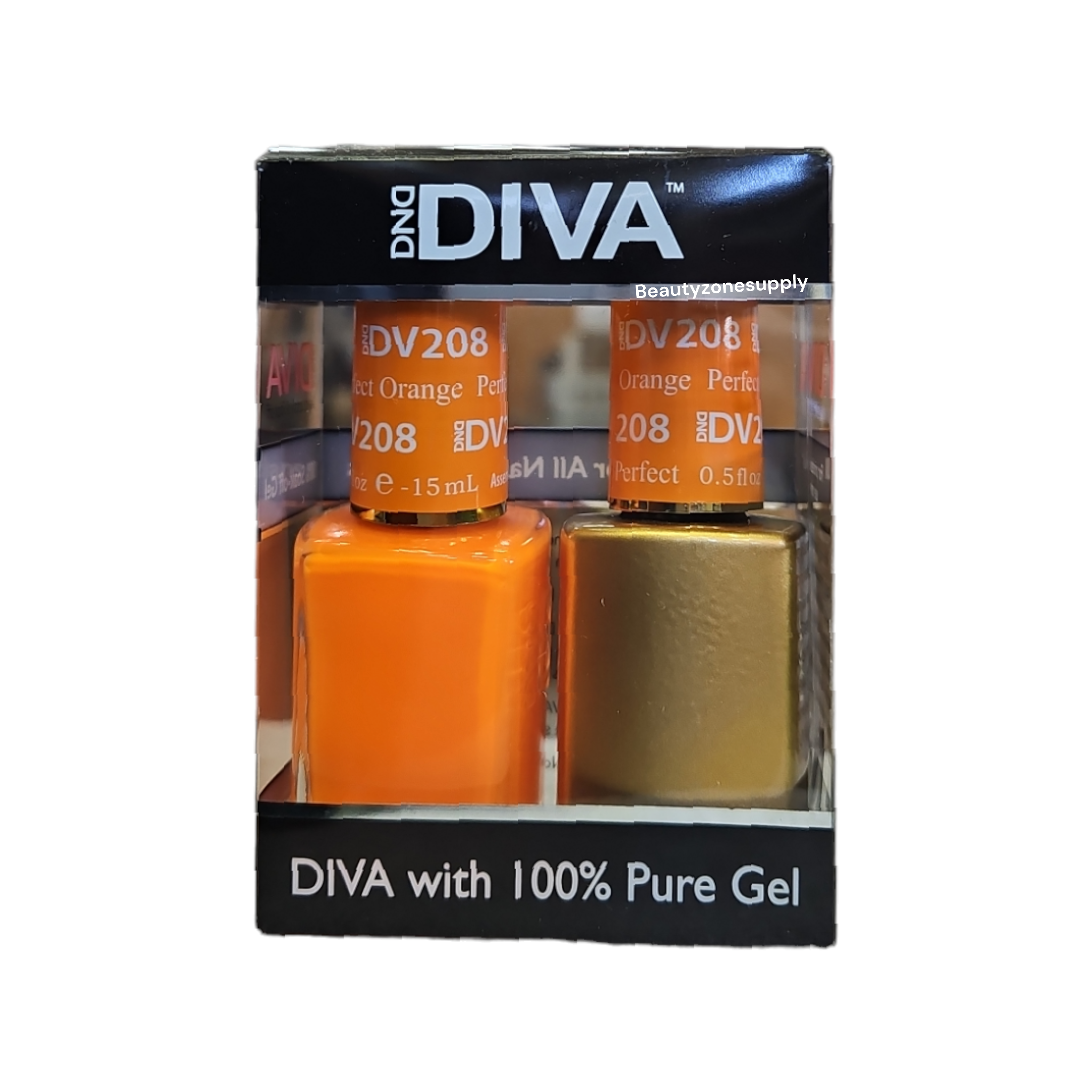 DND Diva Duo Gel Nail Polish and Lacquer Set 208 - Ideal Orange Shade