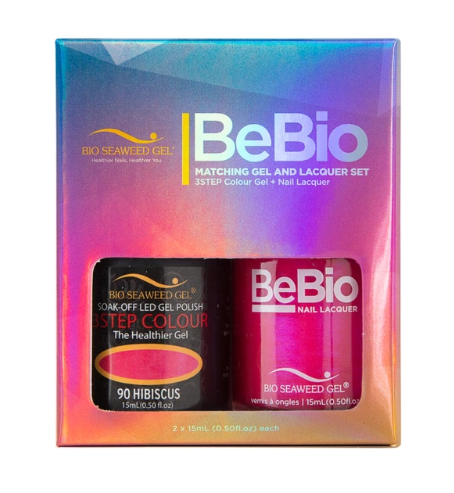 Bio Seaweed Bebio Duo 90 Hibiscus - Premium 3STEP Colour Gel Polish and Matching Lacquer Set