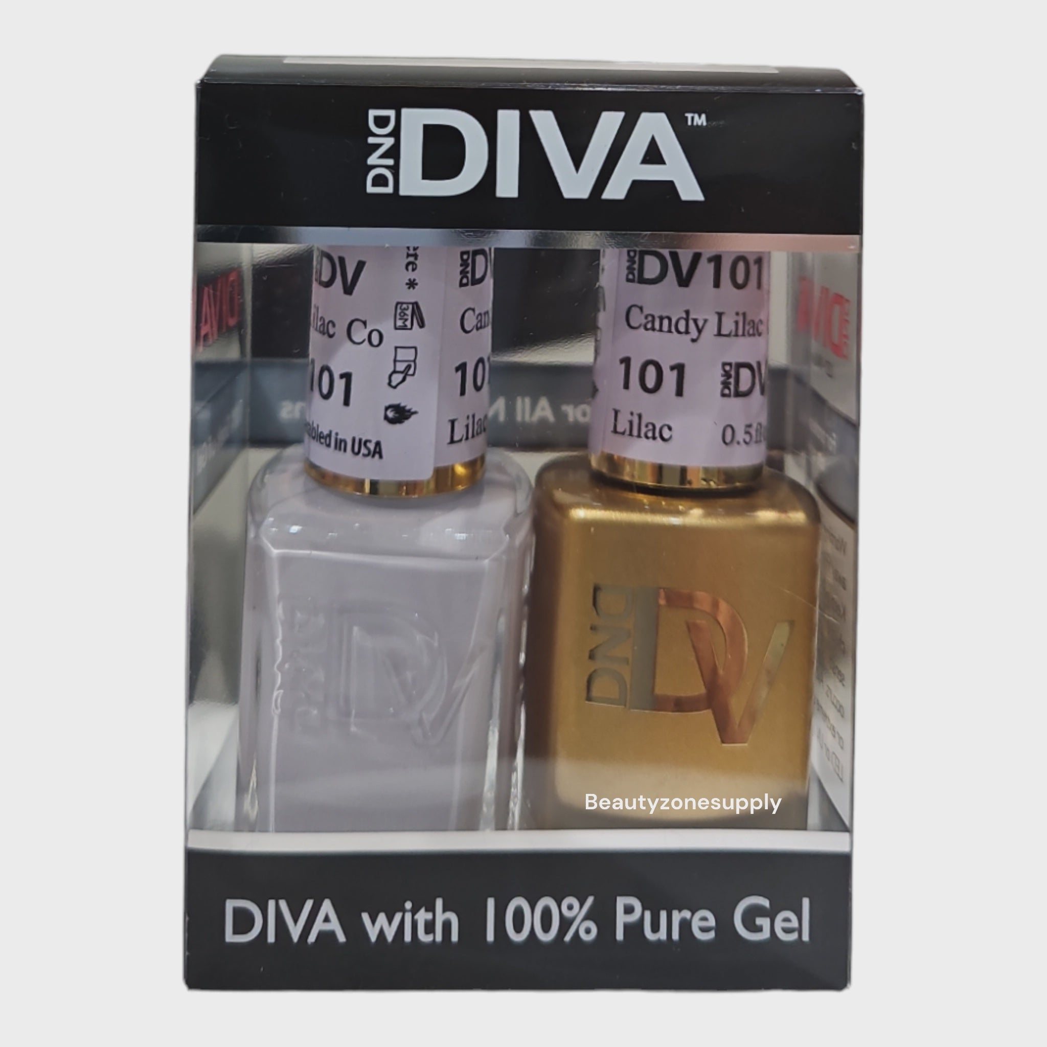 DND Diva Duo Gel Nail Polish and Lacquer Set 101 in Cotton Candy Lilac Color