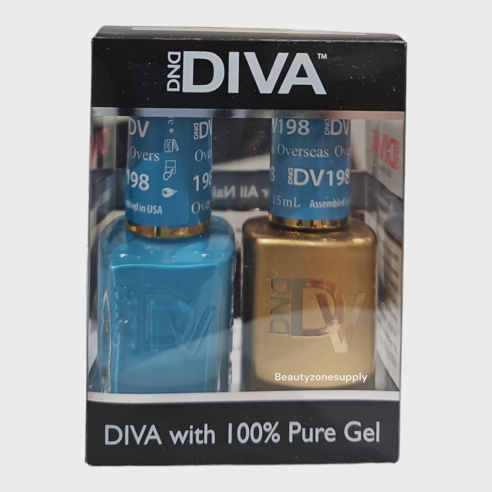 DND Diva Duo Professional Gel Nail Polish & Lacquer Set - Shade 198 Overseas