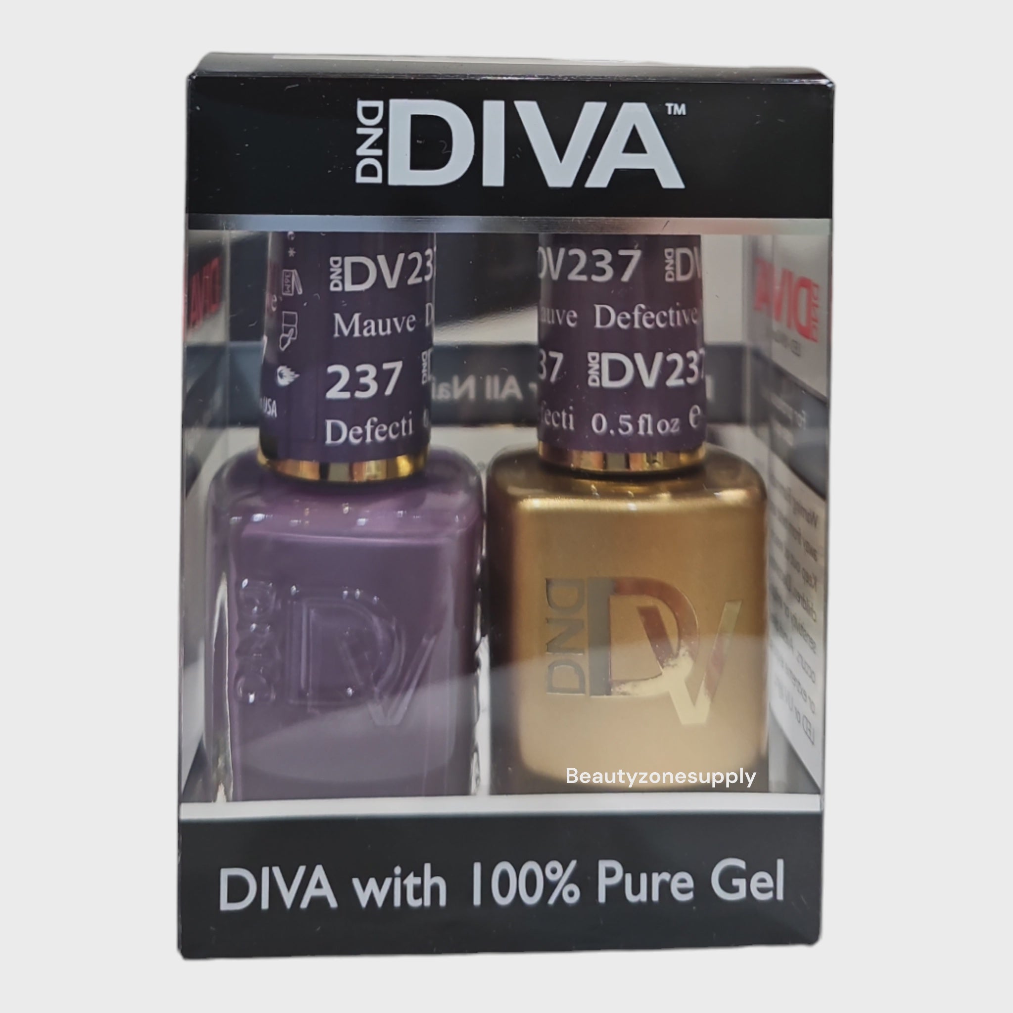 DND Diva Duo Professional Gel Nail Polish and Lacquer Set in Detective Mauve Color