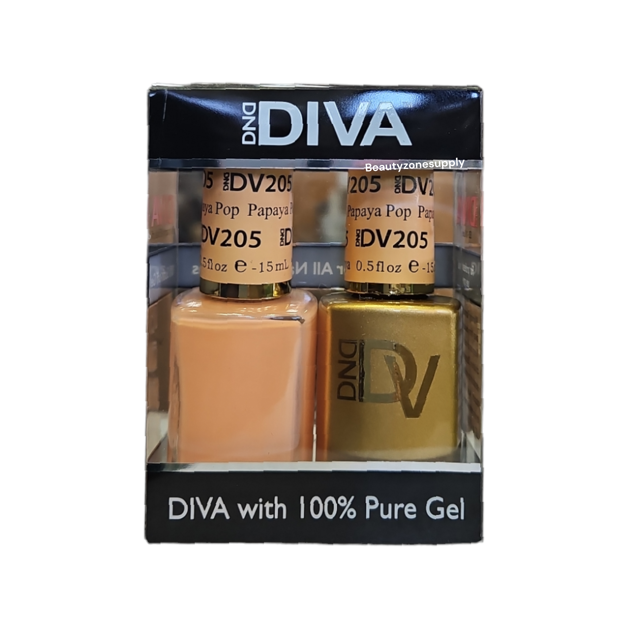DND Diva Duo Gel Nail Polish and Lacquer Set 205 - Papaya Pop Color