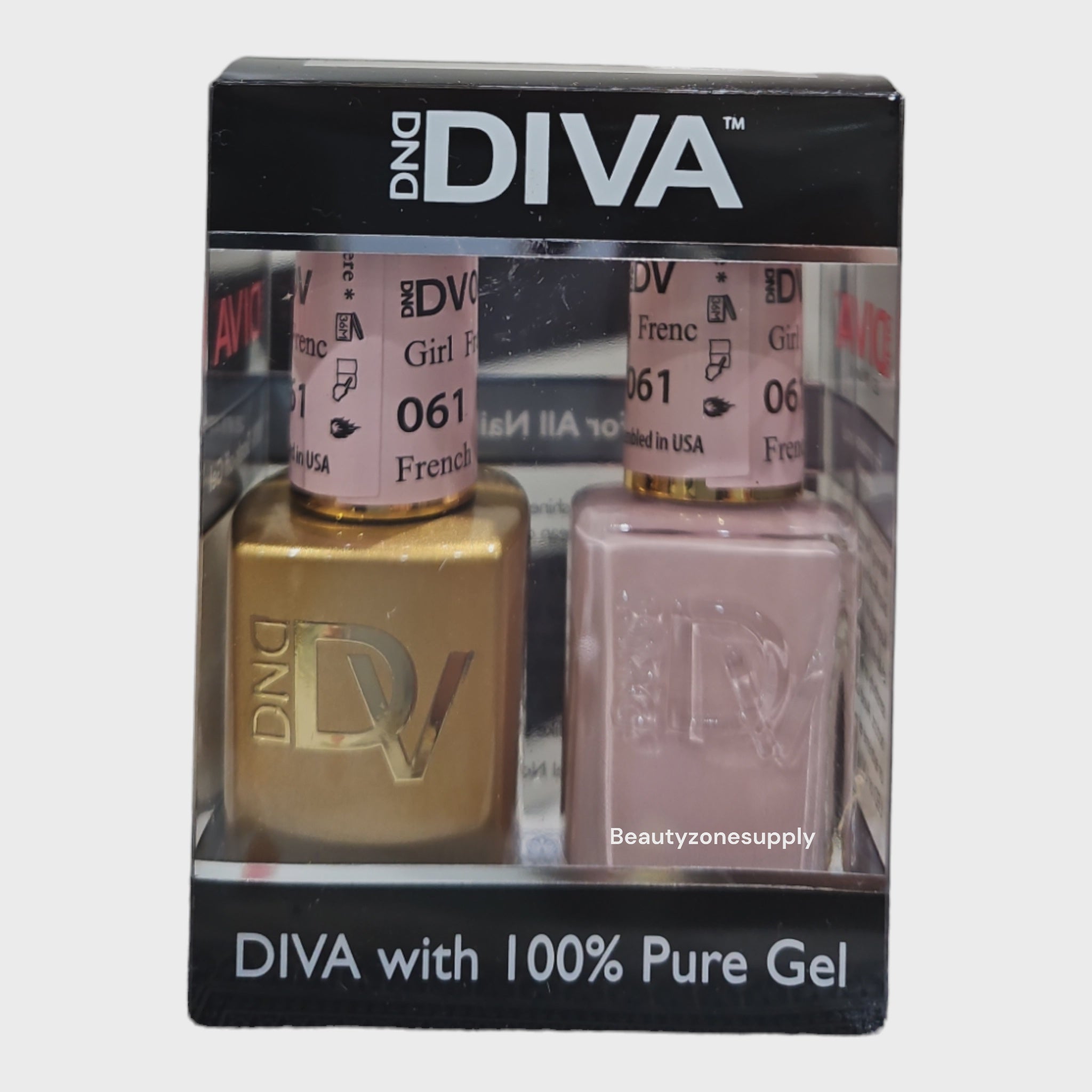 DND Diva Duo Gel Polish and Lacquer Set 061 - Classic French Girl Style
