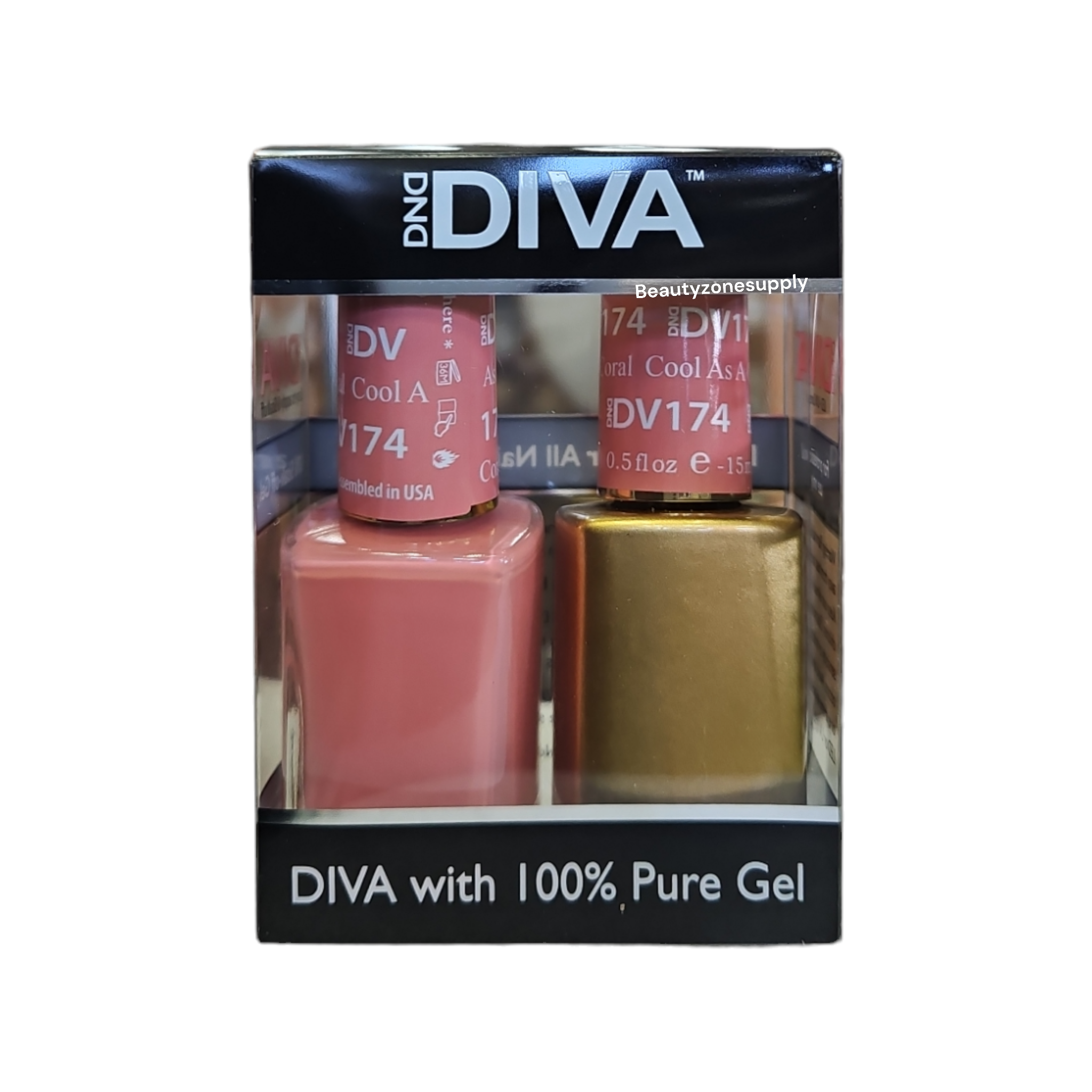 DND Diva Duo Professional Gel Nail Polish and Lacquer Set 174 - Cool As A Coral Shade