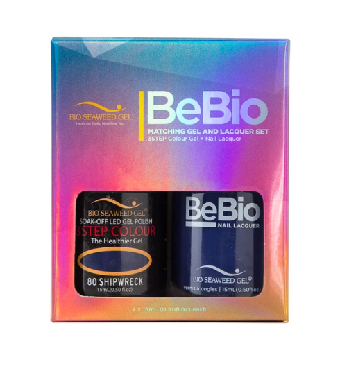 Bio Seaweed Bebio Duo 80 Shipwreck - Professional 3STEP Colour Gel Polish and Matching Nail Lacquer Set
