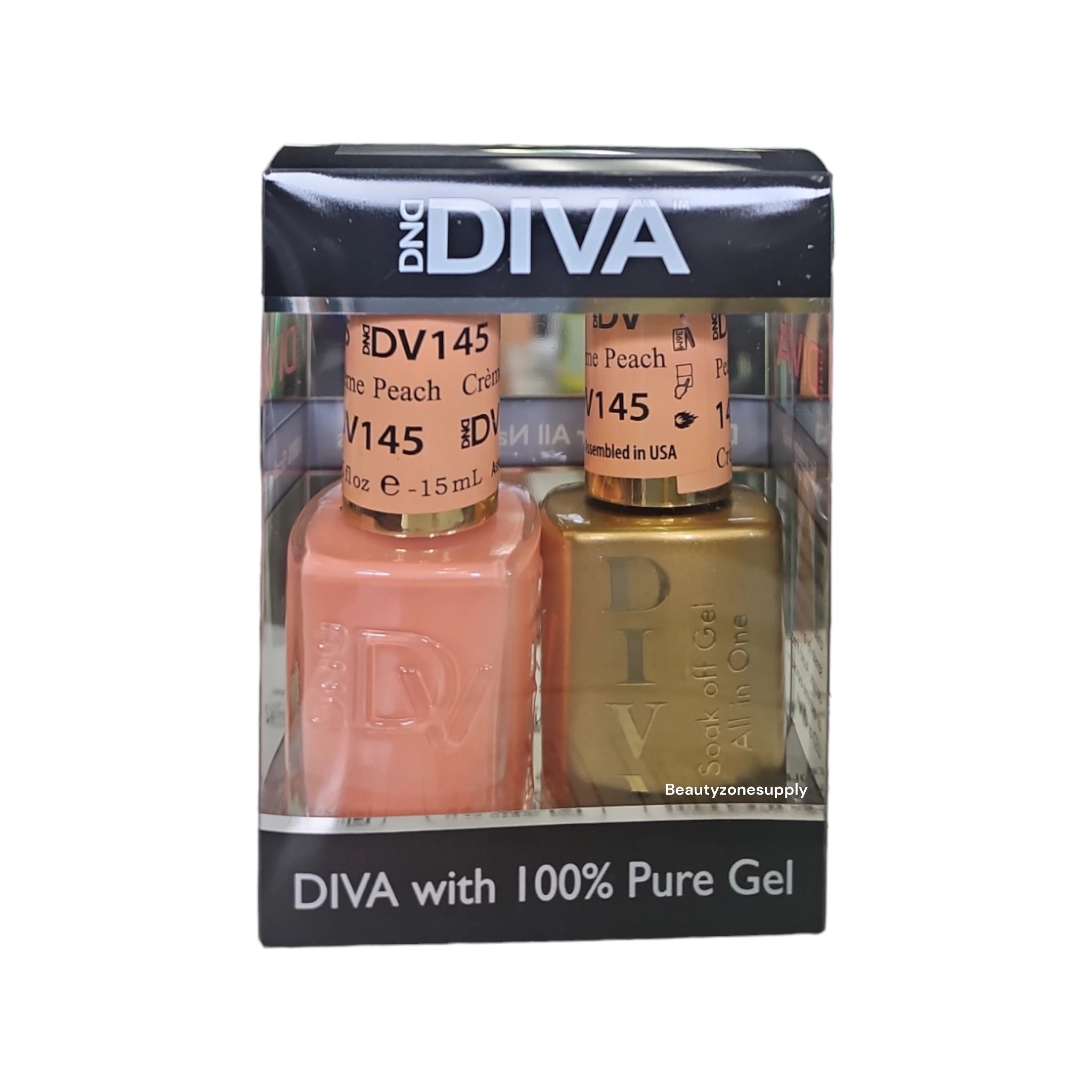 DND Diva Professional Duo Set of Gel Polish and Lacquer in Creme Peach Shade - 145