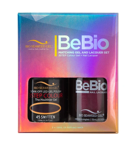 Bio Seaweed Bebio Duo 45 Smitten Professional 3 - Step Colour Gel Polish and Matching Nail Lacquer Set