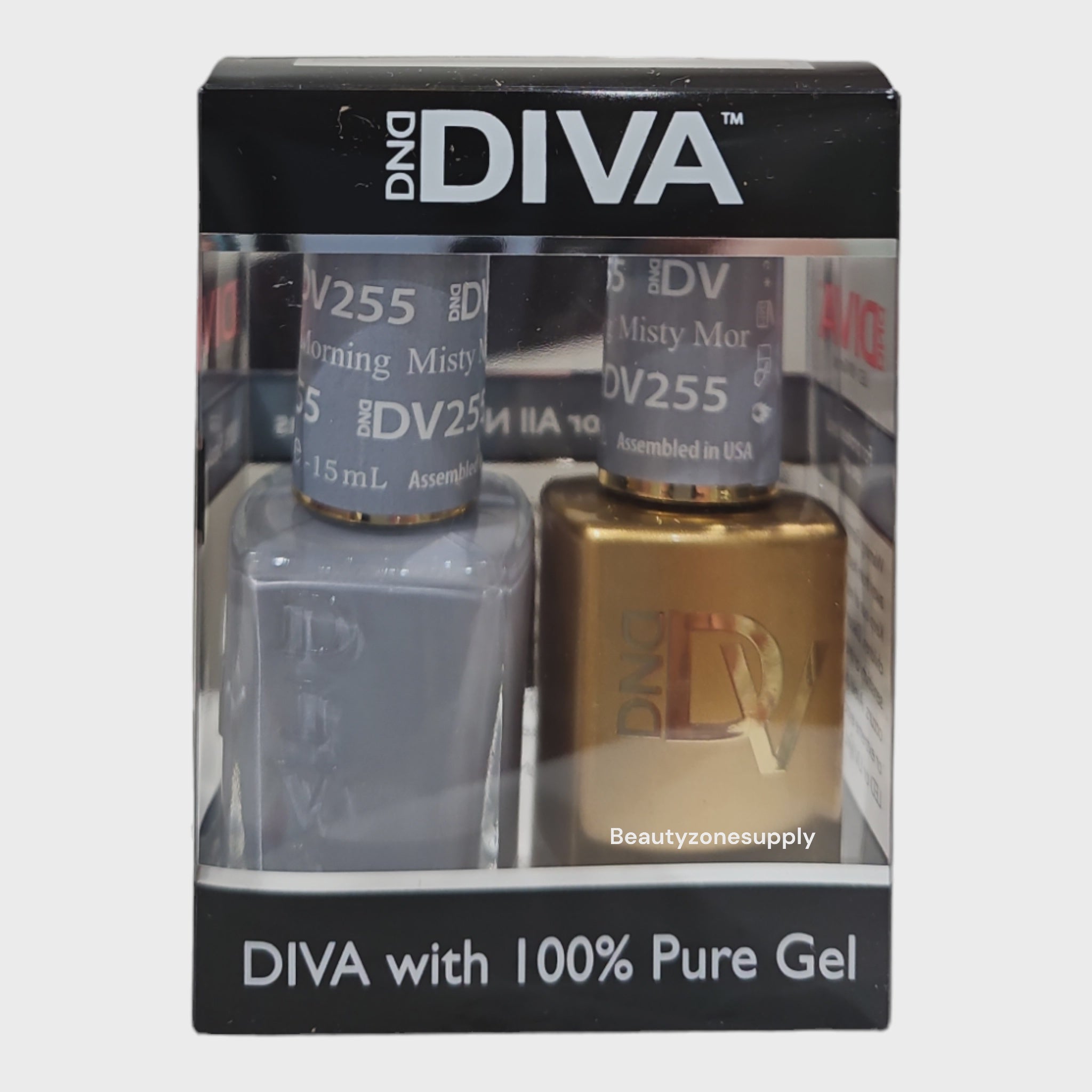 DND Diva Duo Professional Gel Nail Polish and Lacquer Set - Shade 255 Misty Morning