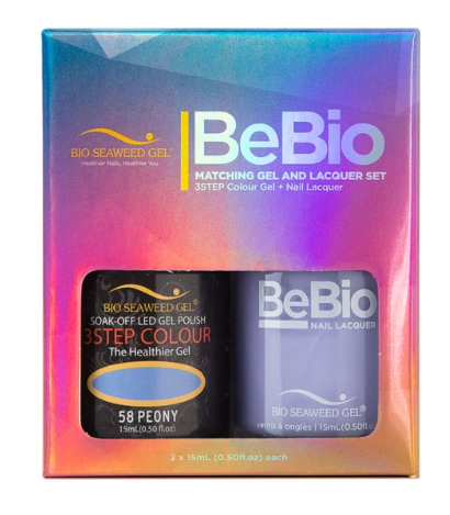 Bio Seaweed Bebio Duo 58 Peony 3STEP Colour Gel Polish and Matching Lacquer Set