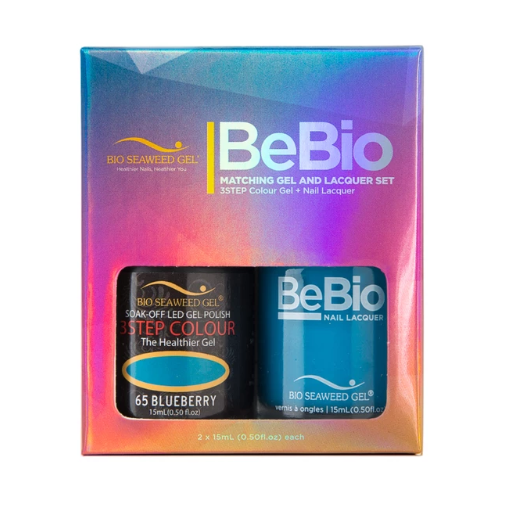 Bio Seaweed Bebio Duo 65 Blueberry 3STEP Colour Gel Polish and Matching Nail Lacquer Set