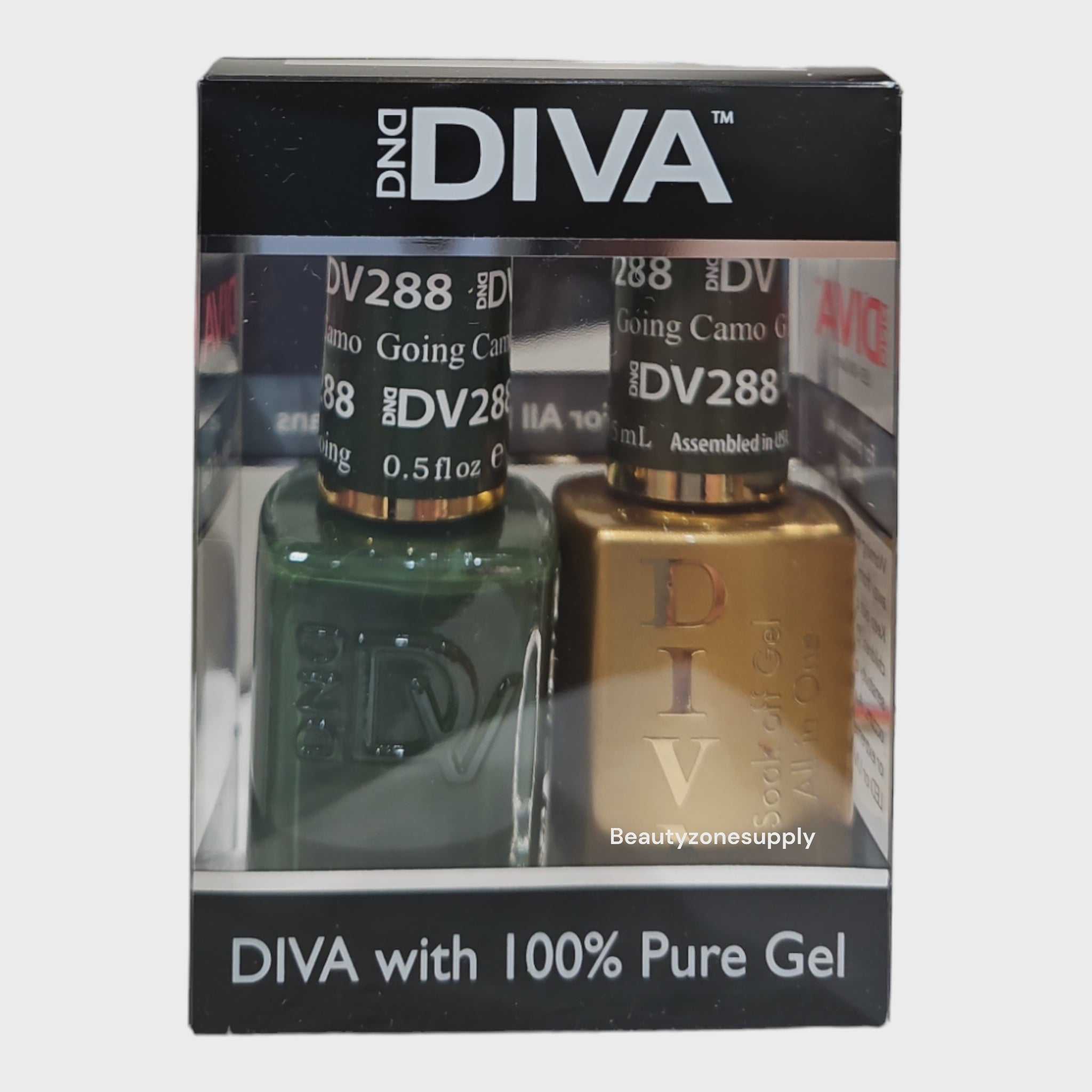 DND Diva Professional Gel Nail Polish and Lacquer Set 288 Going Camo - Part of Diva Color Chart #8