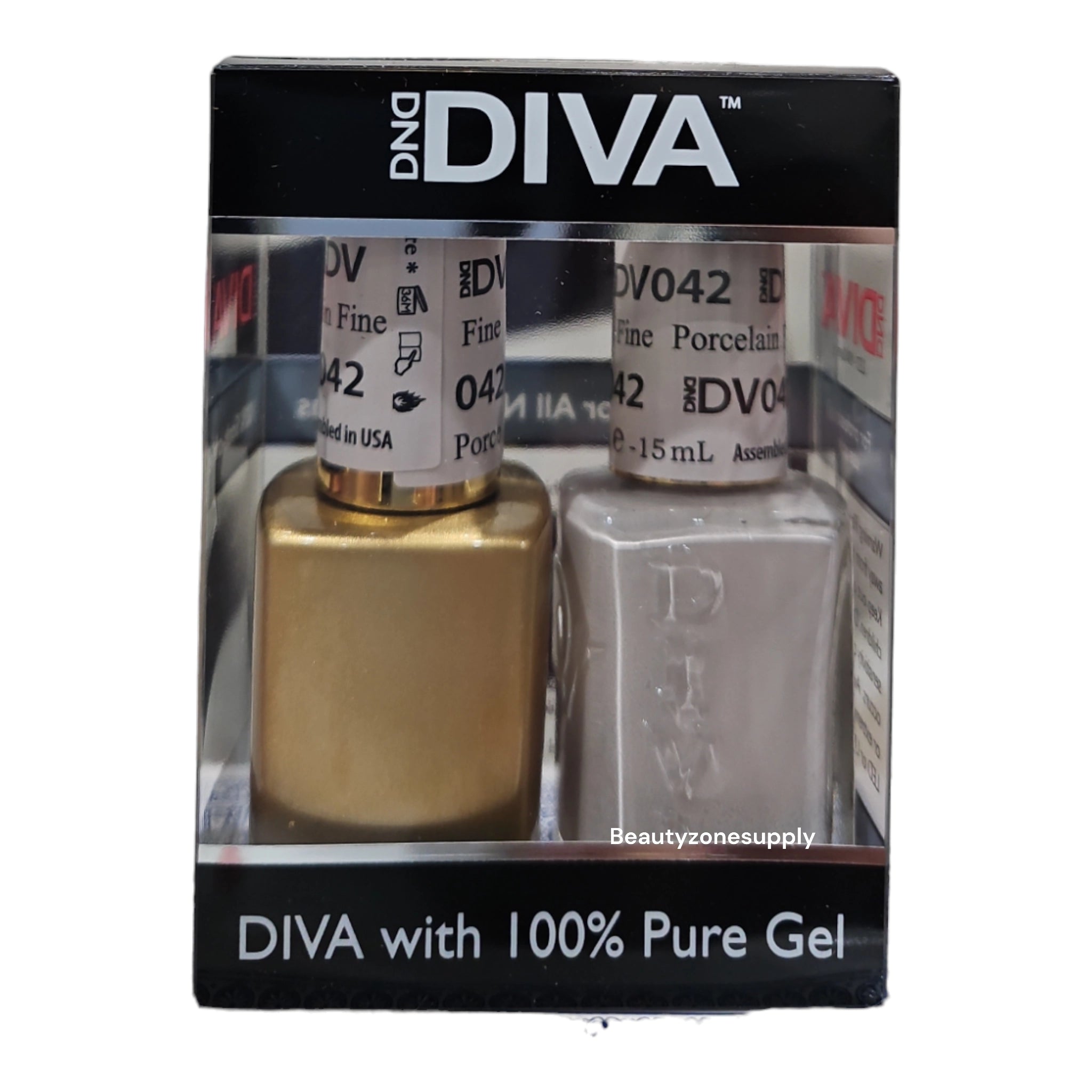 DND Diva Duo Professional Gel Nail Polish and Lacquer Set 042 Porcelain Fine