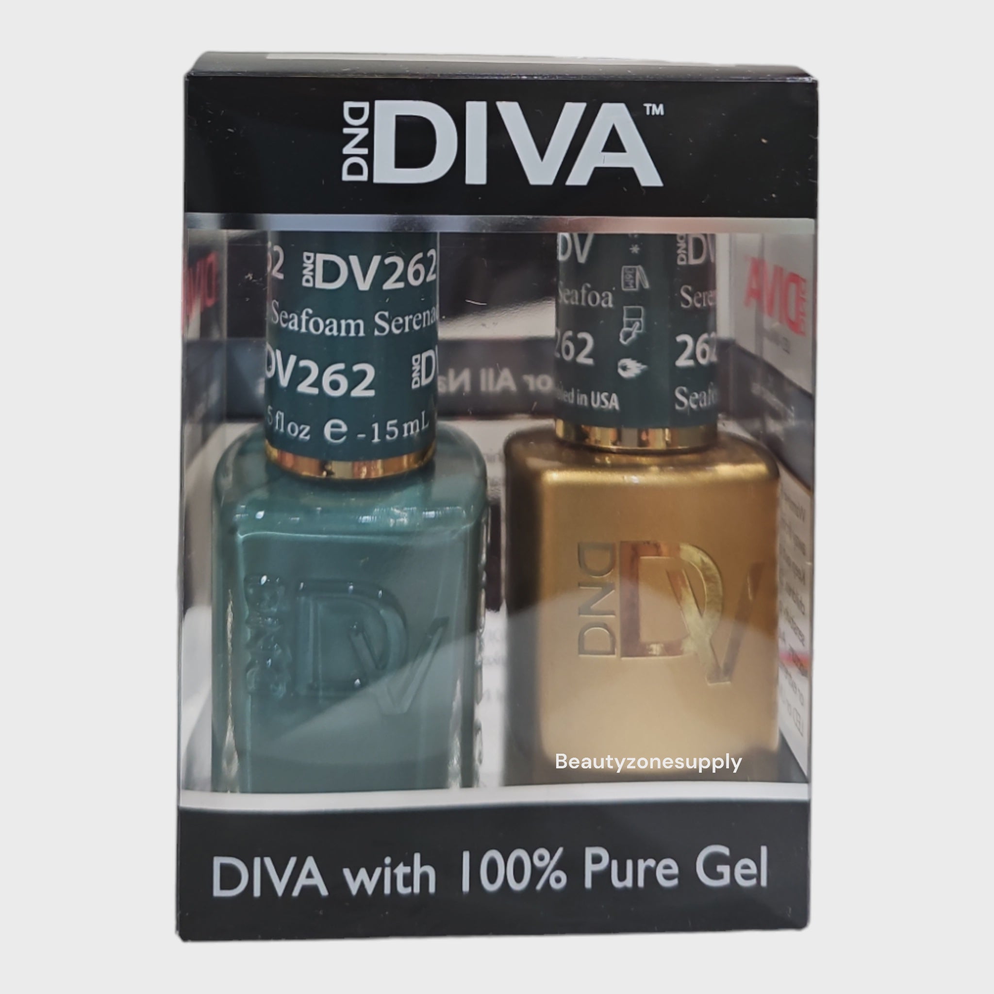 DND Diva Duo Professional Gel Nail Polish and Lacquer Set 262 Seafoam Serenade