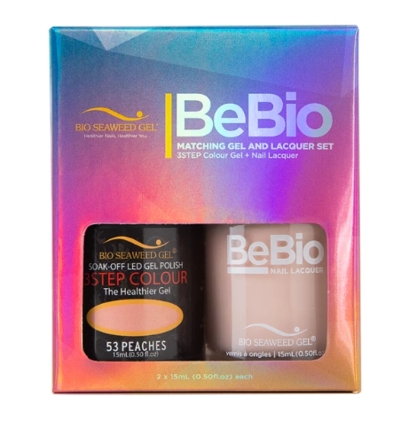 Bio Seaweed Bebio Duo 53 Peaches - Professional 3STEP Colour Gel Polish and Matching Lacquer Set