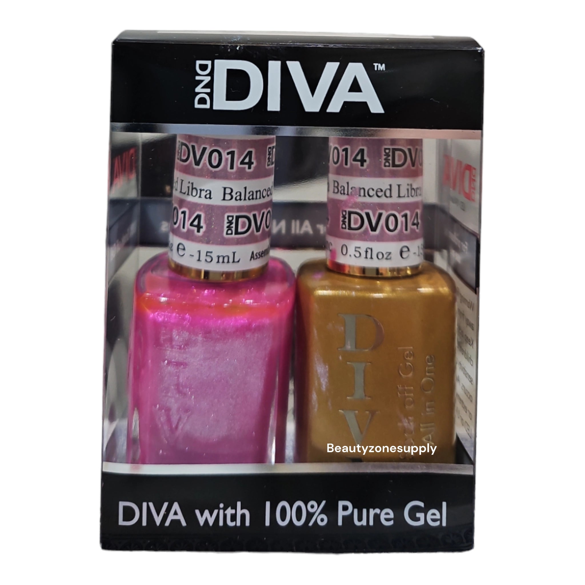 DND Diva Duo Professional Gel Nail Polish and Lacquer Set 014 Balanced Libra