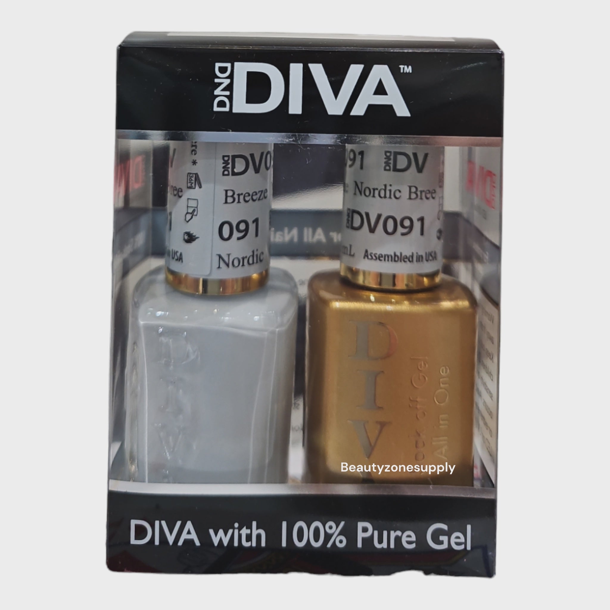 DND Diva Duo Professional Gel Polish and Lacquer Set 091 - Breeze Nordic Shade